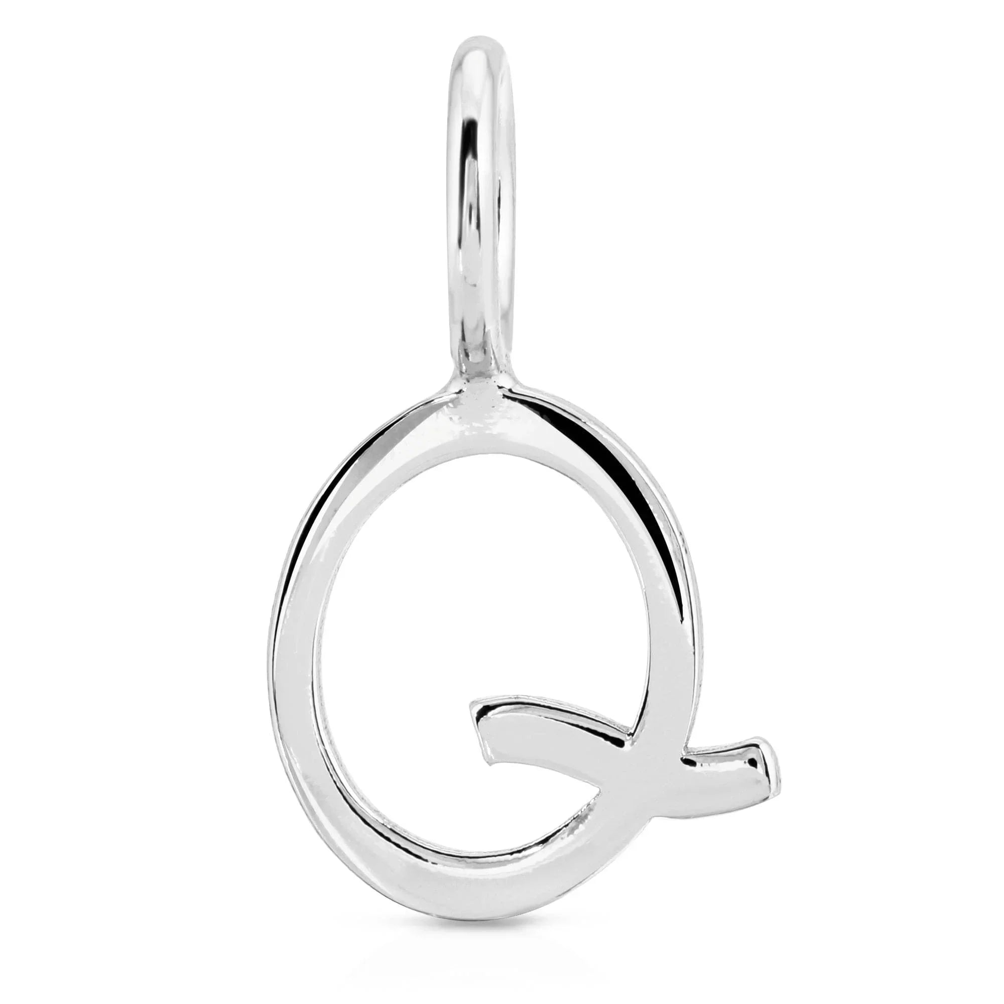 Silver letter Q pendant from Silver Essential Letters jewelry collection