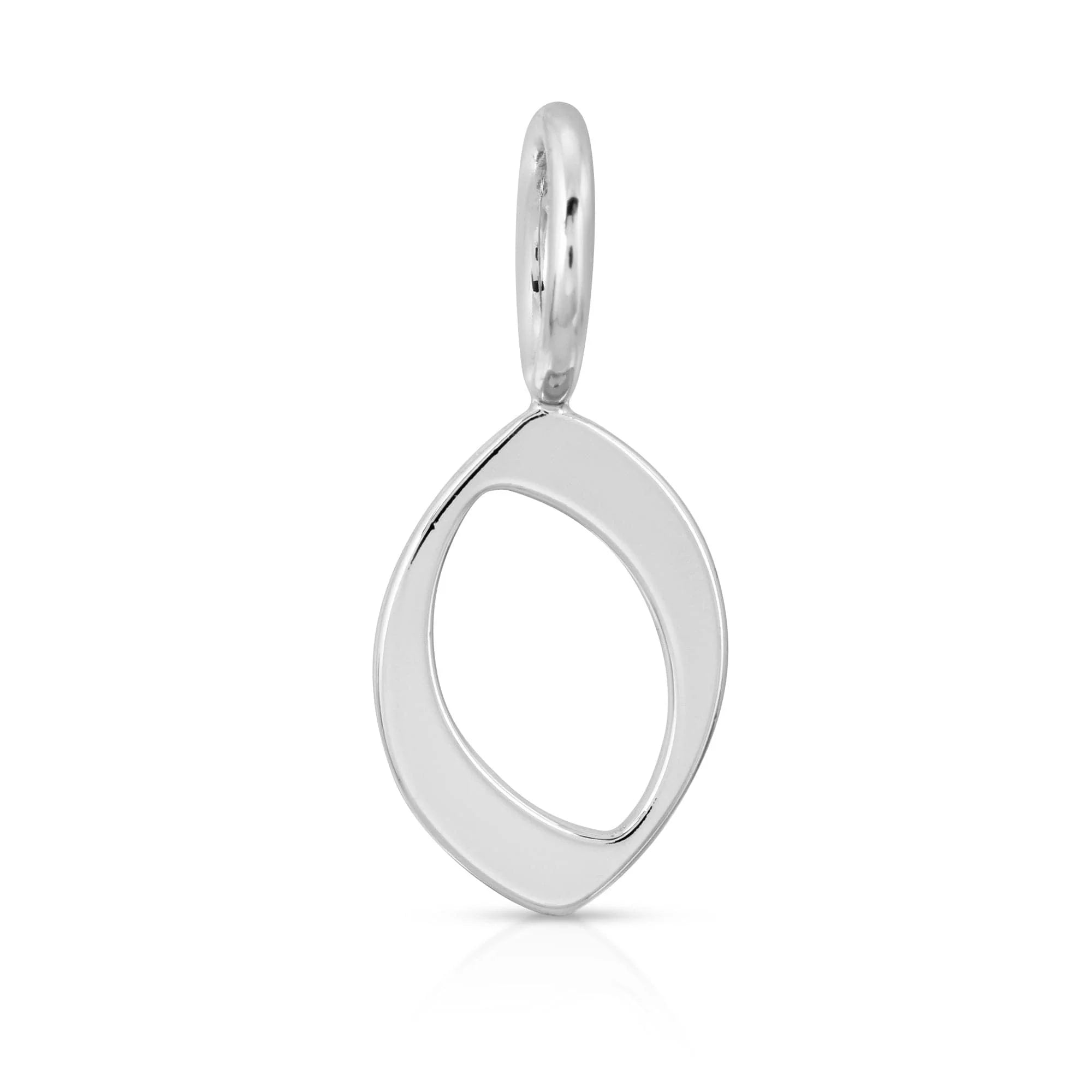 Silver Gothic Numbers pendant featuring open-oval design with recycled brass plated finish