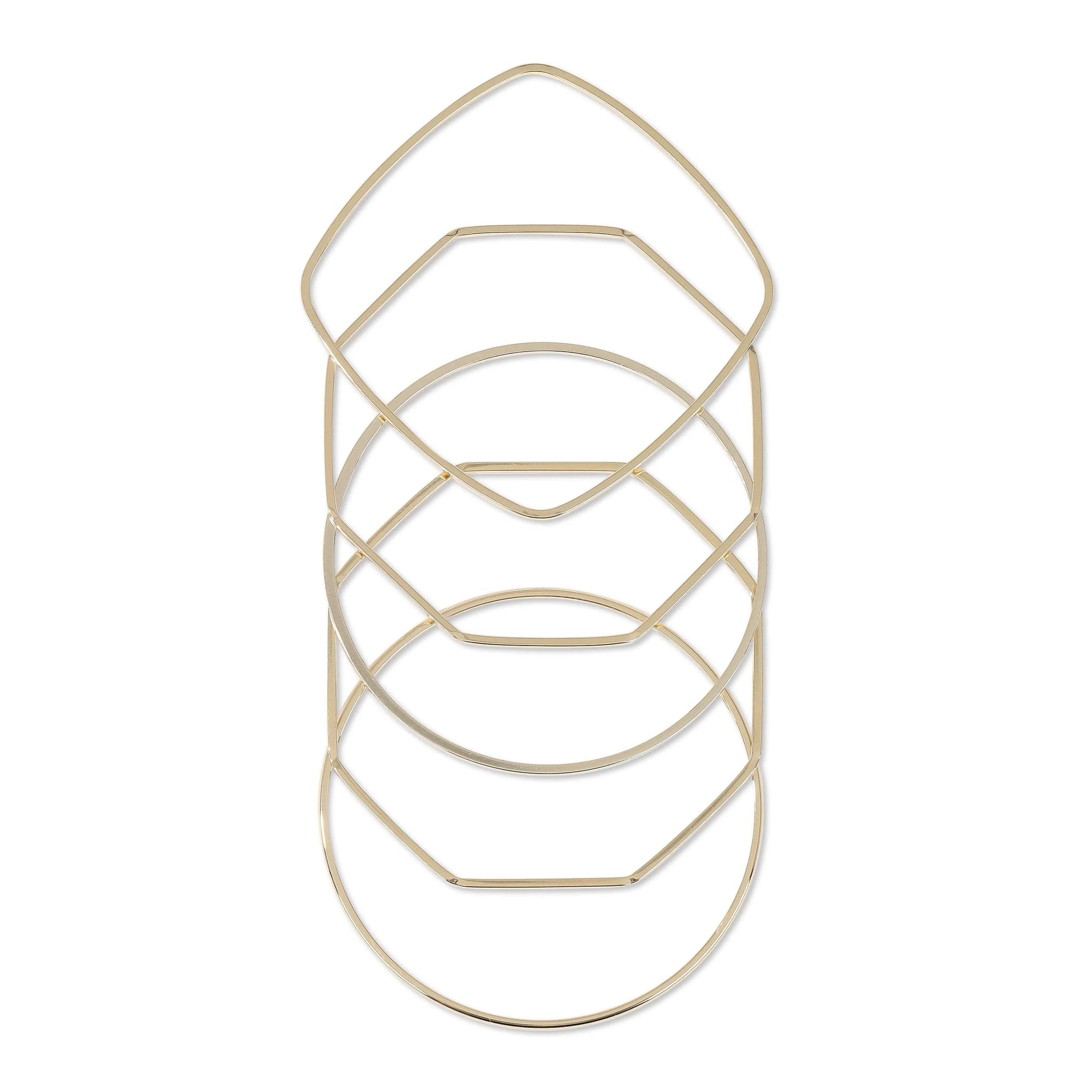 Geometric 14k Yellow Gold Skinny Bangle Set for Elegant Jewelry Styling