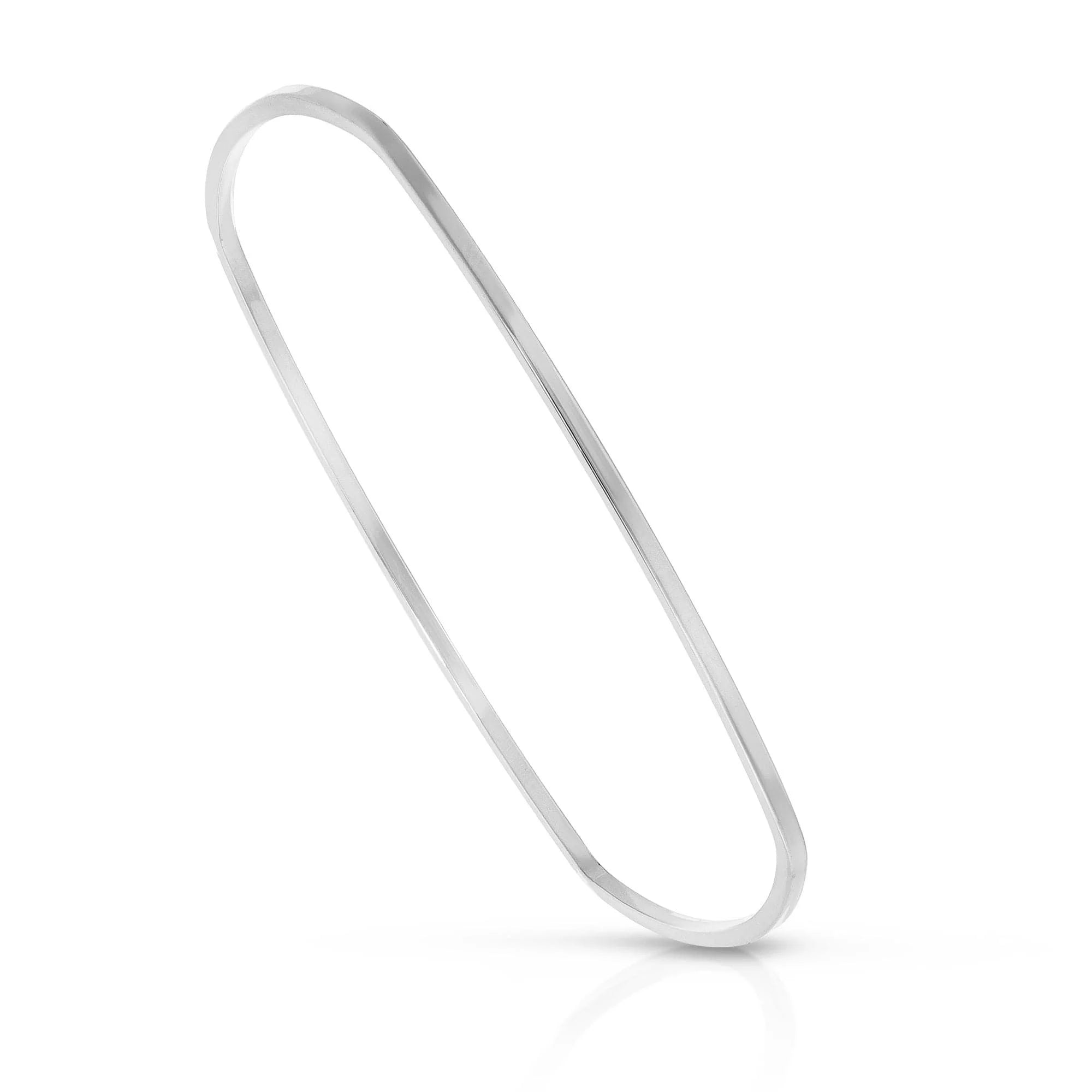 Silver bangle bracelet featuring Skinny Elenor Bangle in 14k yellow gold rhodium square shape style