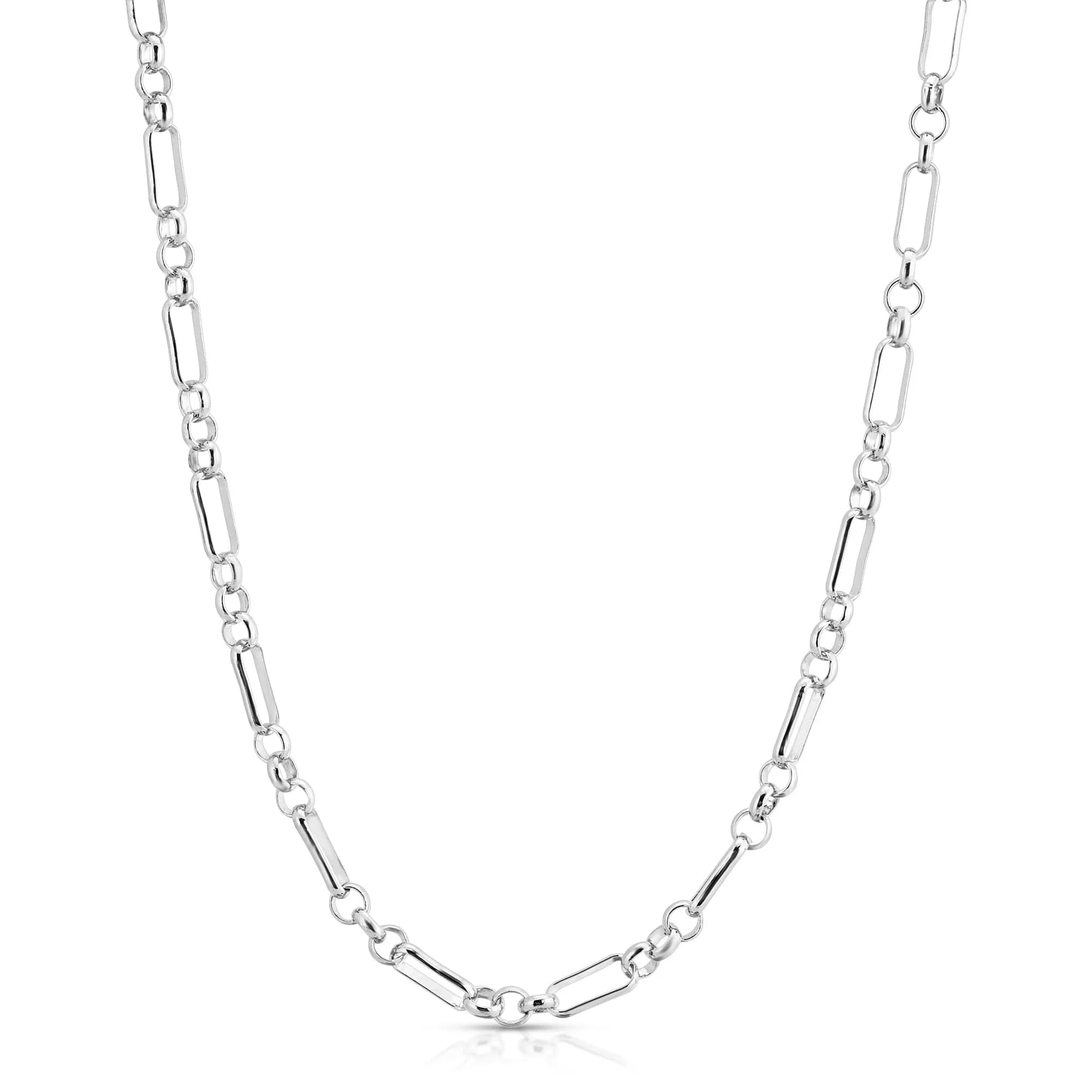 Silver chain necklace as eyewear chain made of rhodium-silver plated recycled brass