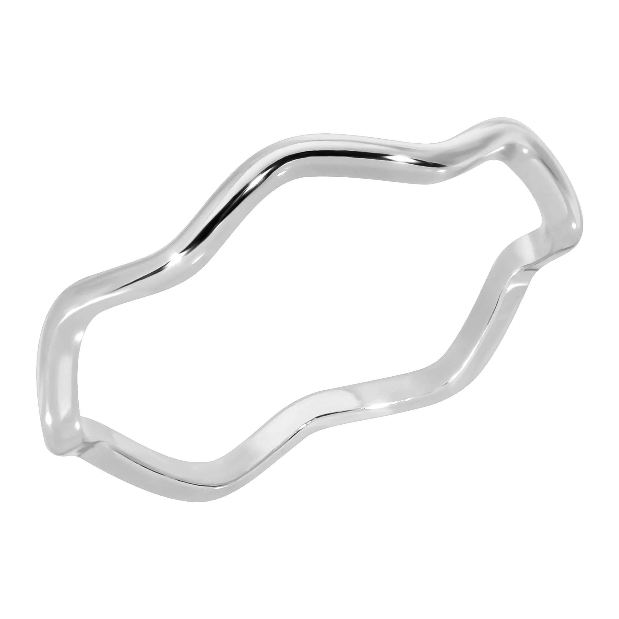 Wavy silver ring in a super thin design, perfect as a recycled brass midi ring option with wave shape