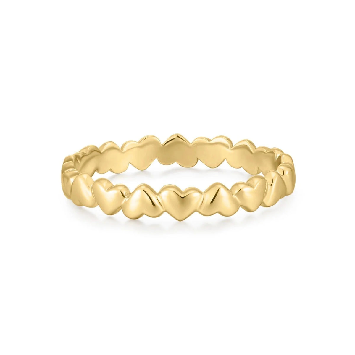 Gold Sweetheart Ring with interconnected heart-shaped band for romantic jewelry lovers