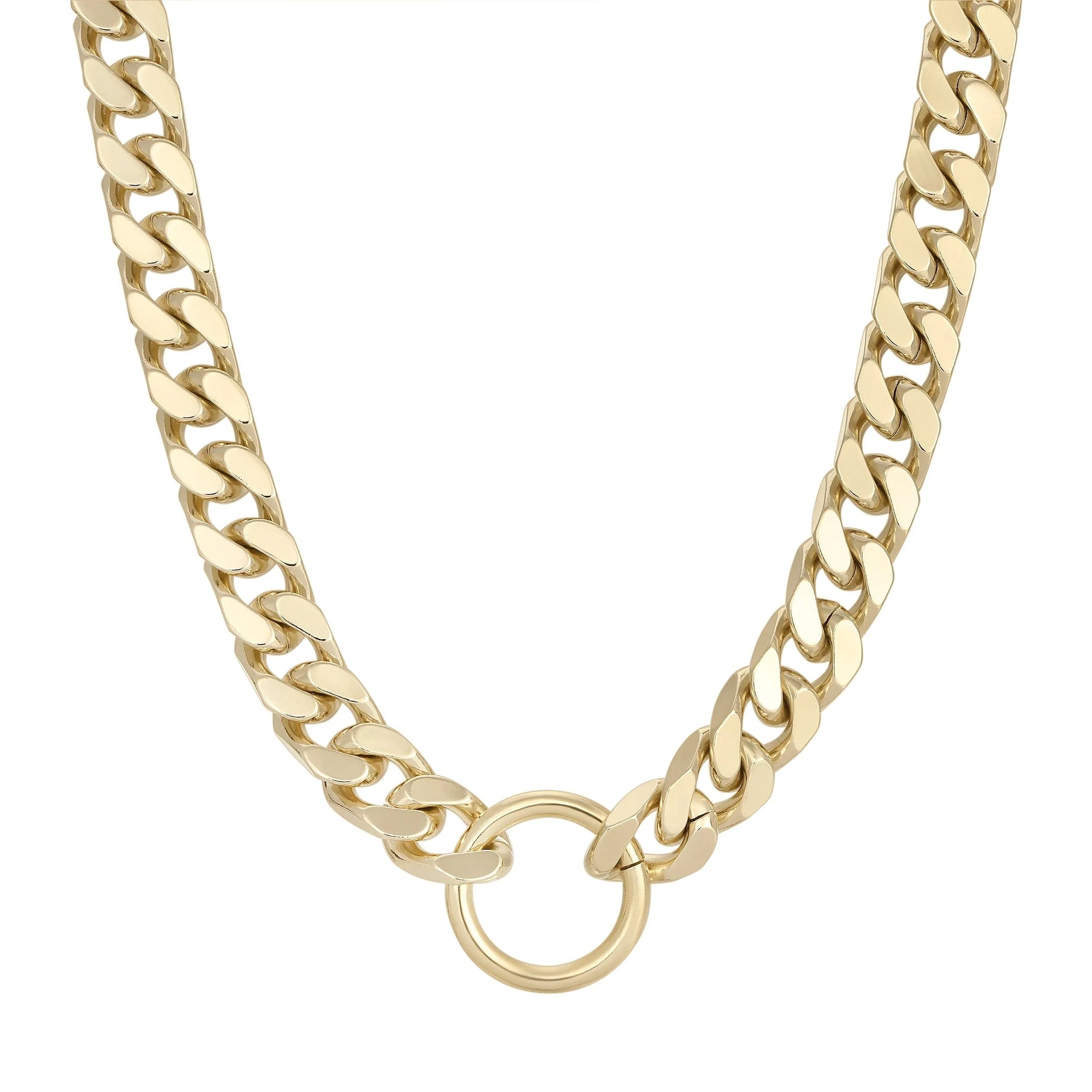 Gold-toned Tate Necklace with squared-off curb chain and ring detail
