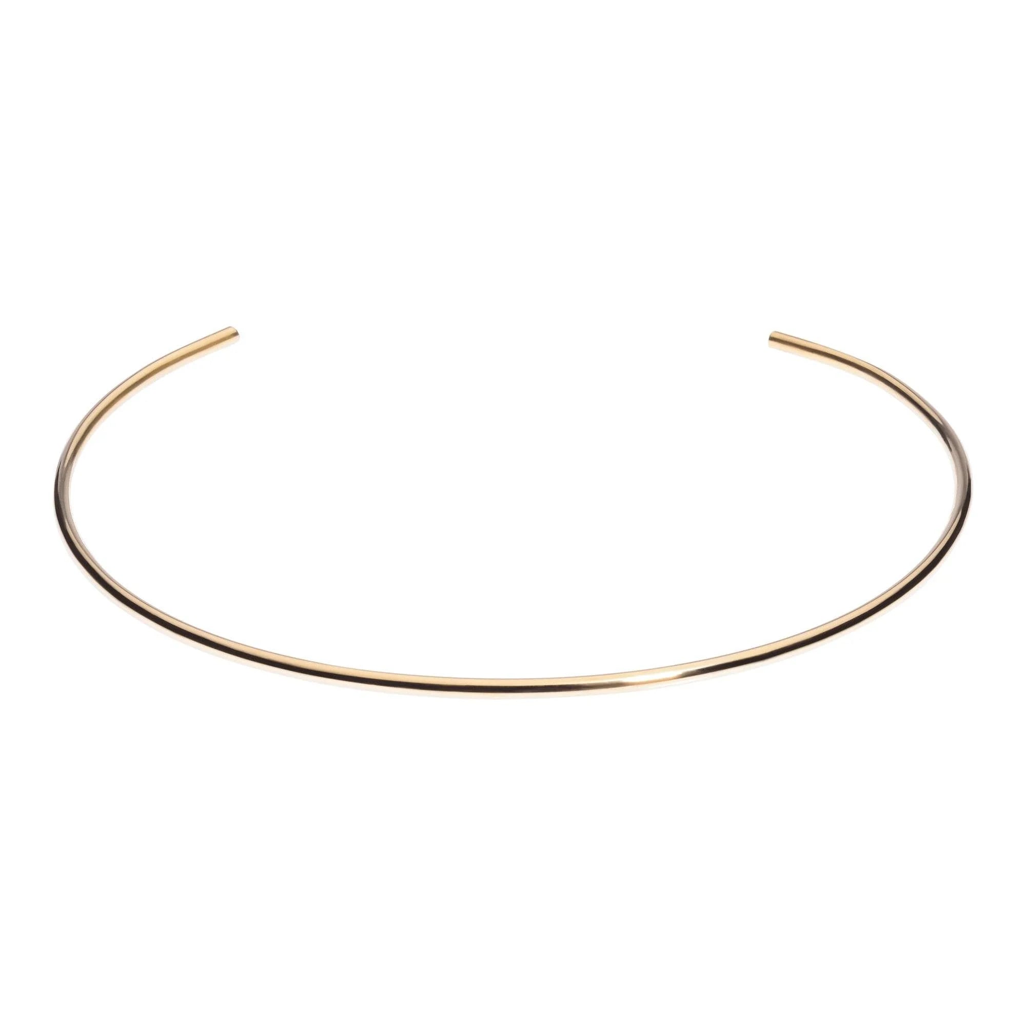 Gold-colored brass wire choker from the Thin Round Choker collection top view