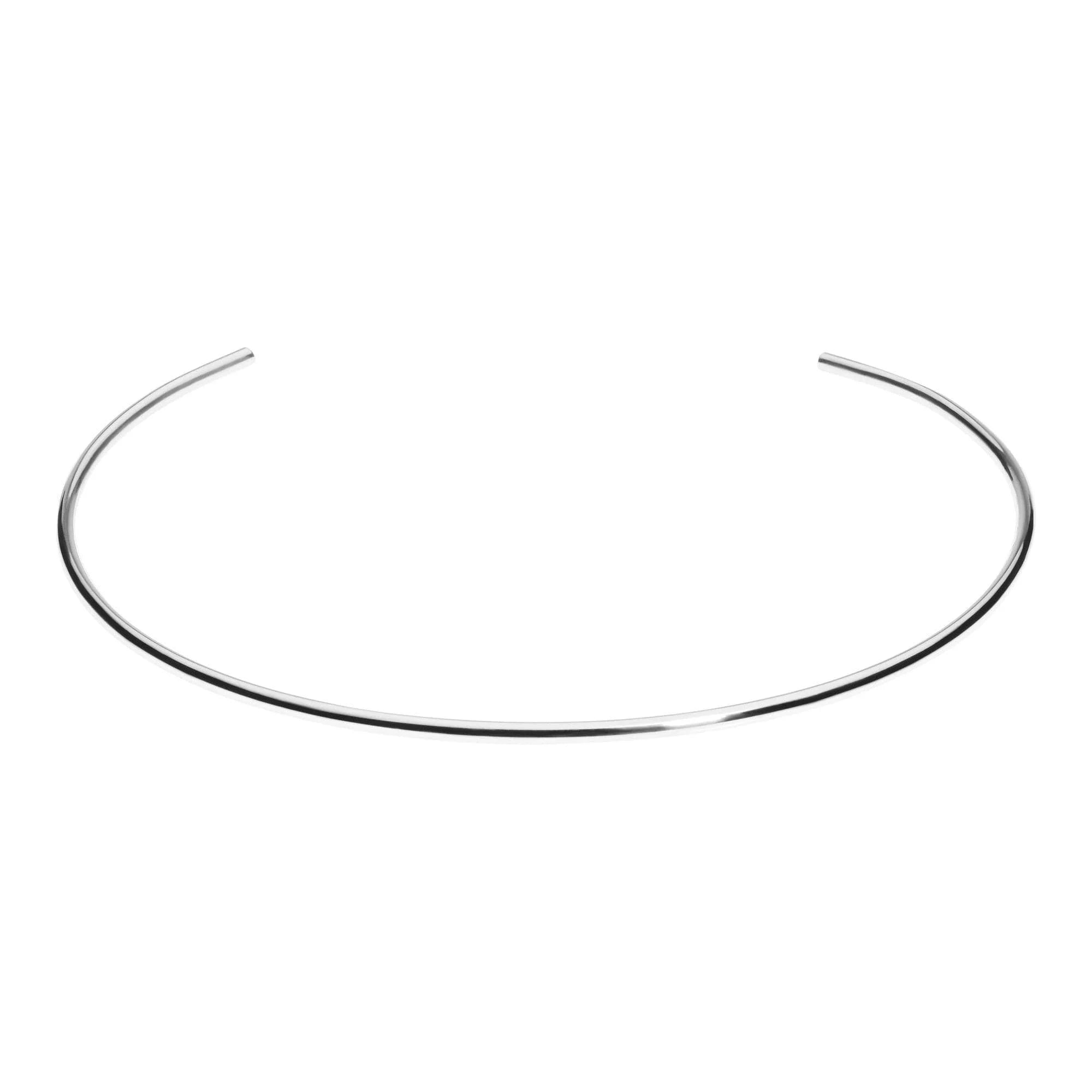 Silver metal choker from Thin Round Choker collection featuring a sleek brass wire choker design