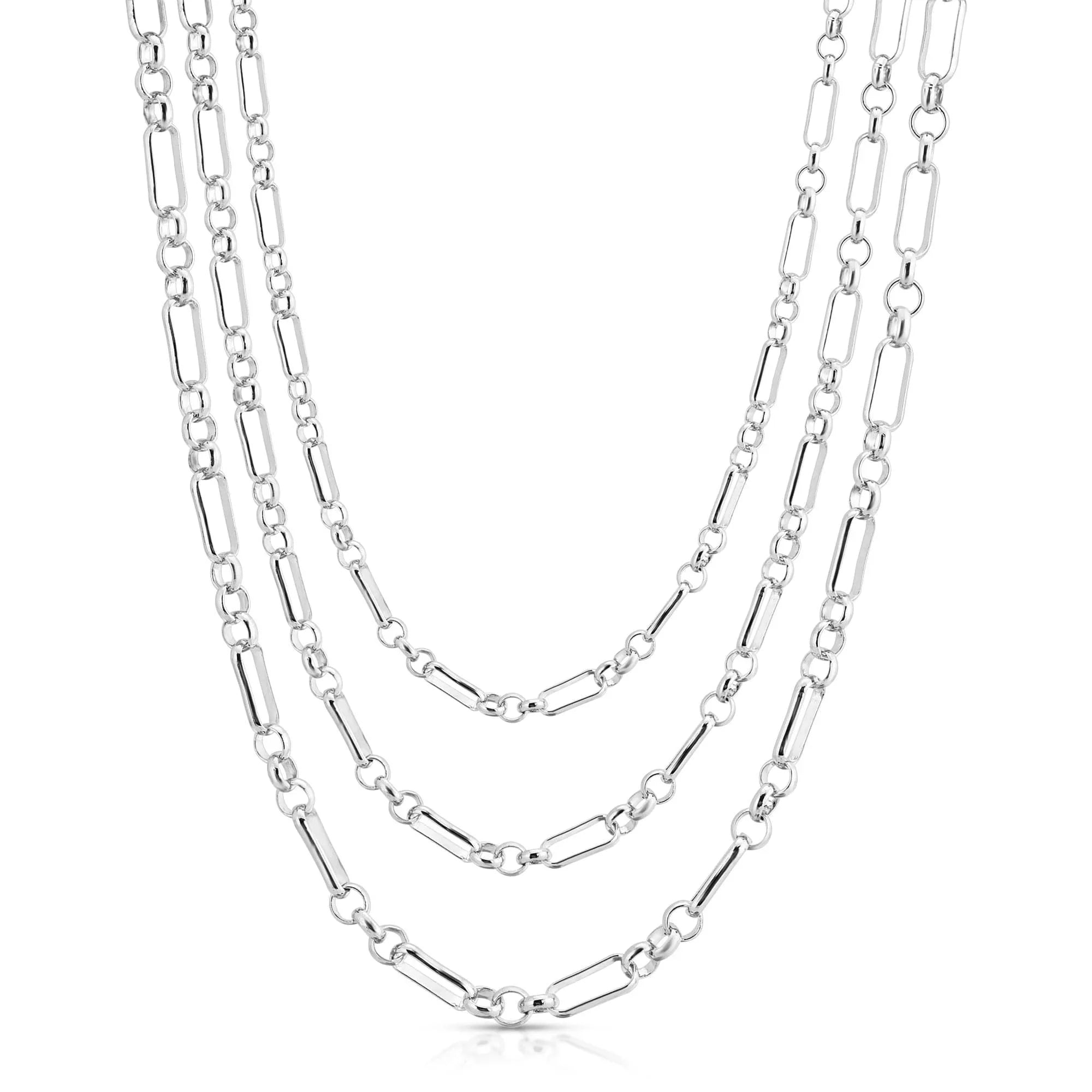 Silver three-strand chain necklace from the Triple Small Multi Link Chain Necklace product