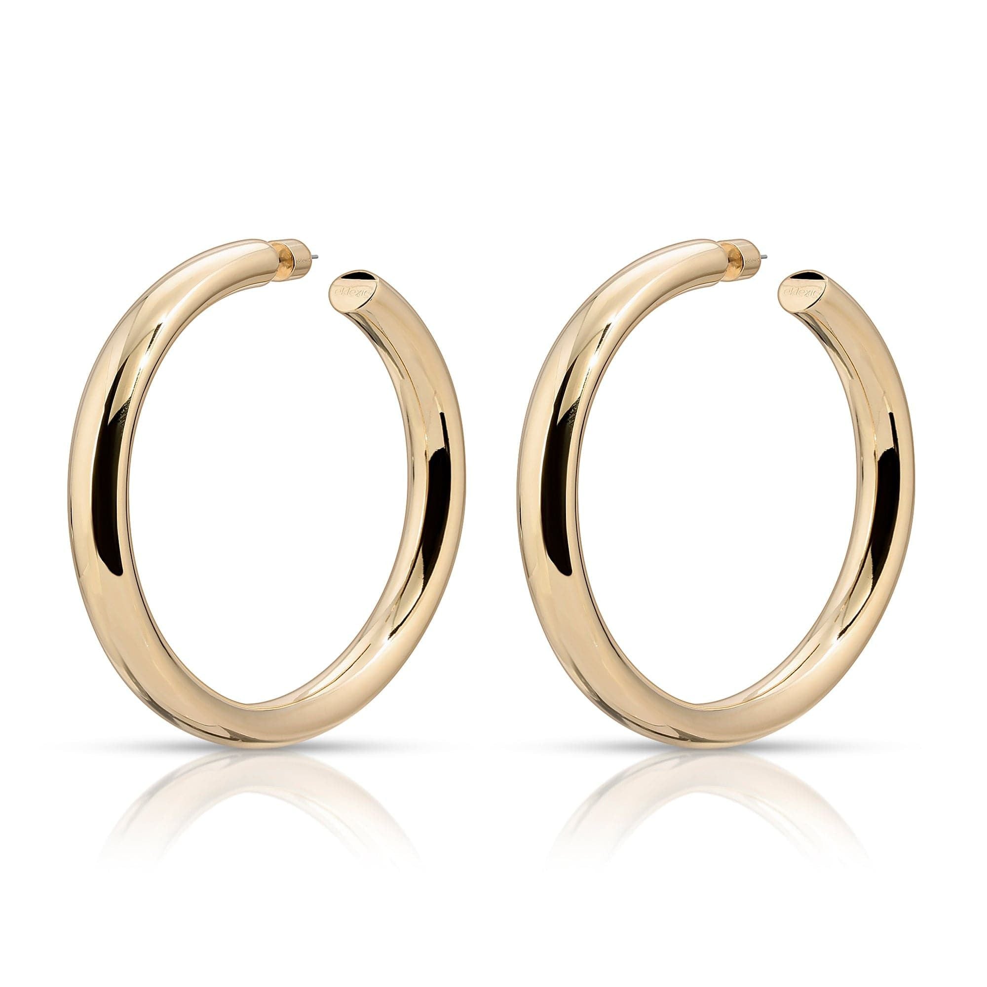 Pair of gold hoop earrings, perfect accessory from the Kelly Hoops jewelry collection