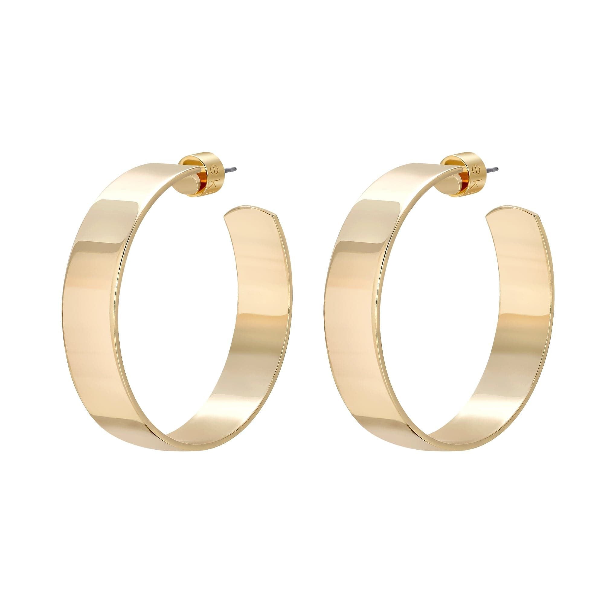 Pair of 1.5 inch diameter Skylar Hoops in 14k gold rhodium plating