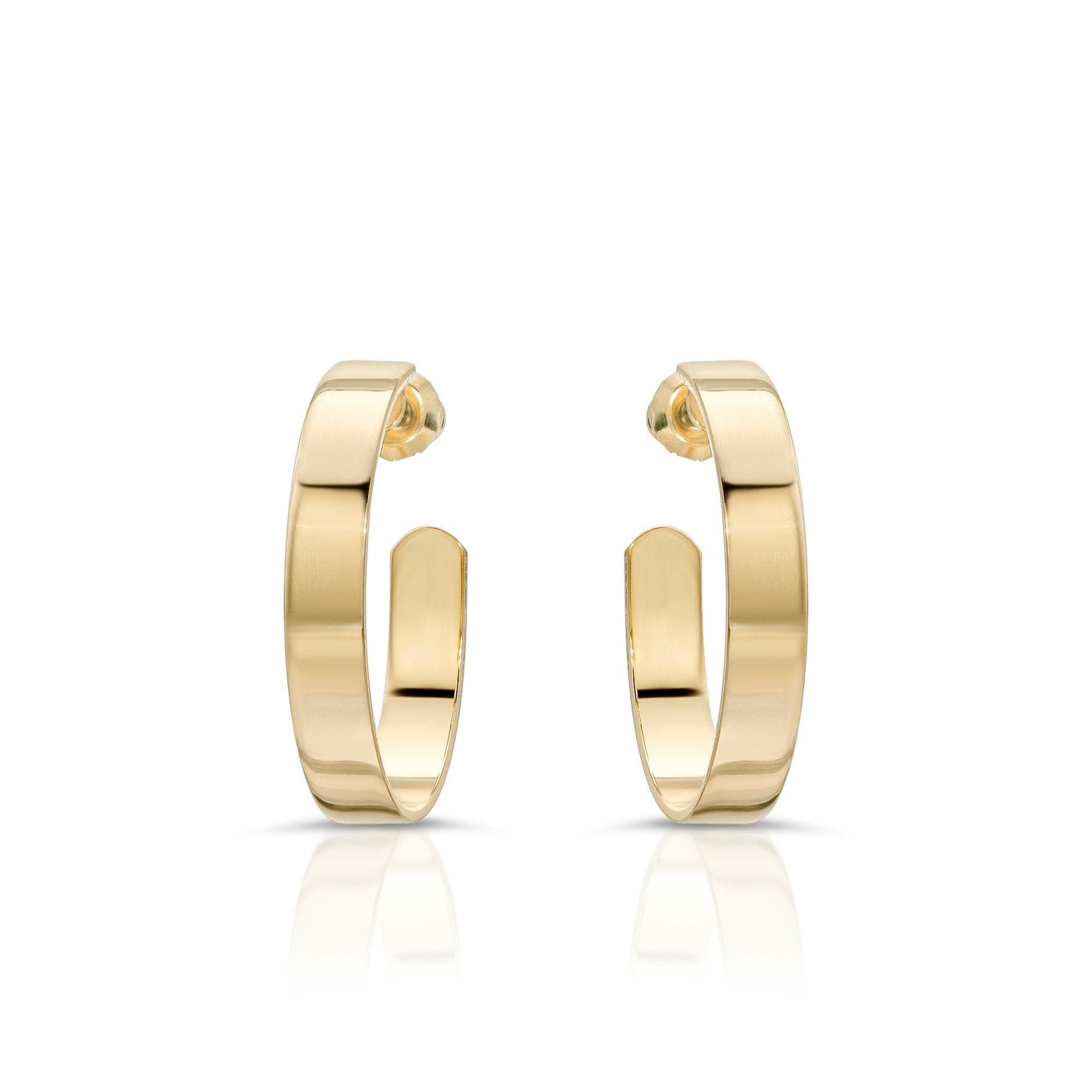 Pair of 1’’ Isla Hoops in wide flat recycled brass for elegant style and sustainability