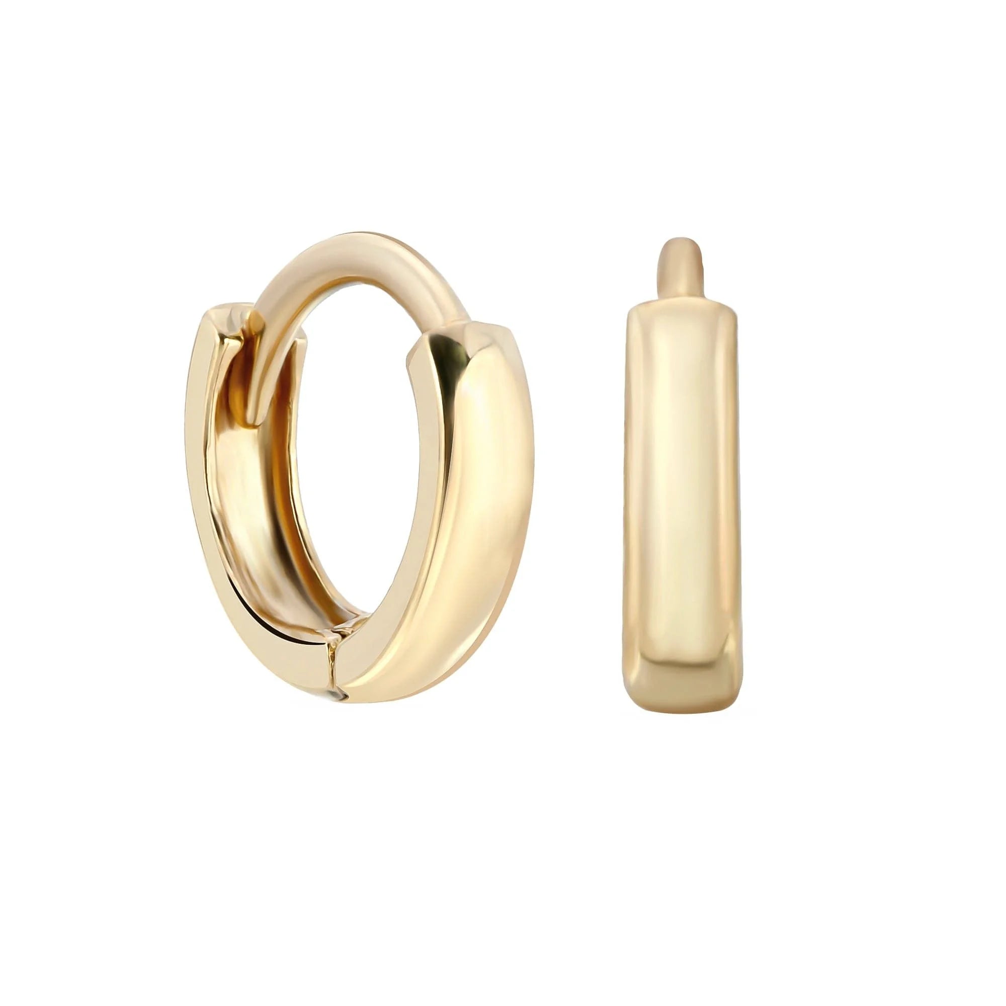 Pair of 14K solid yellow gold micro huggie hoops earrings for women