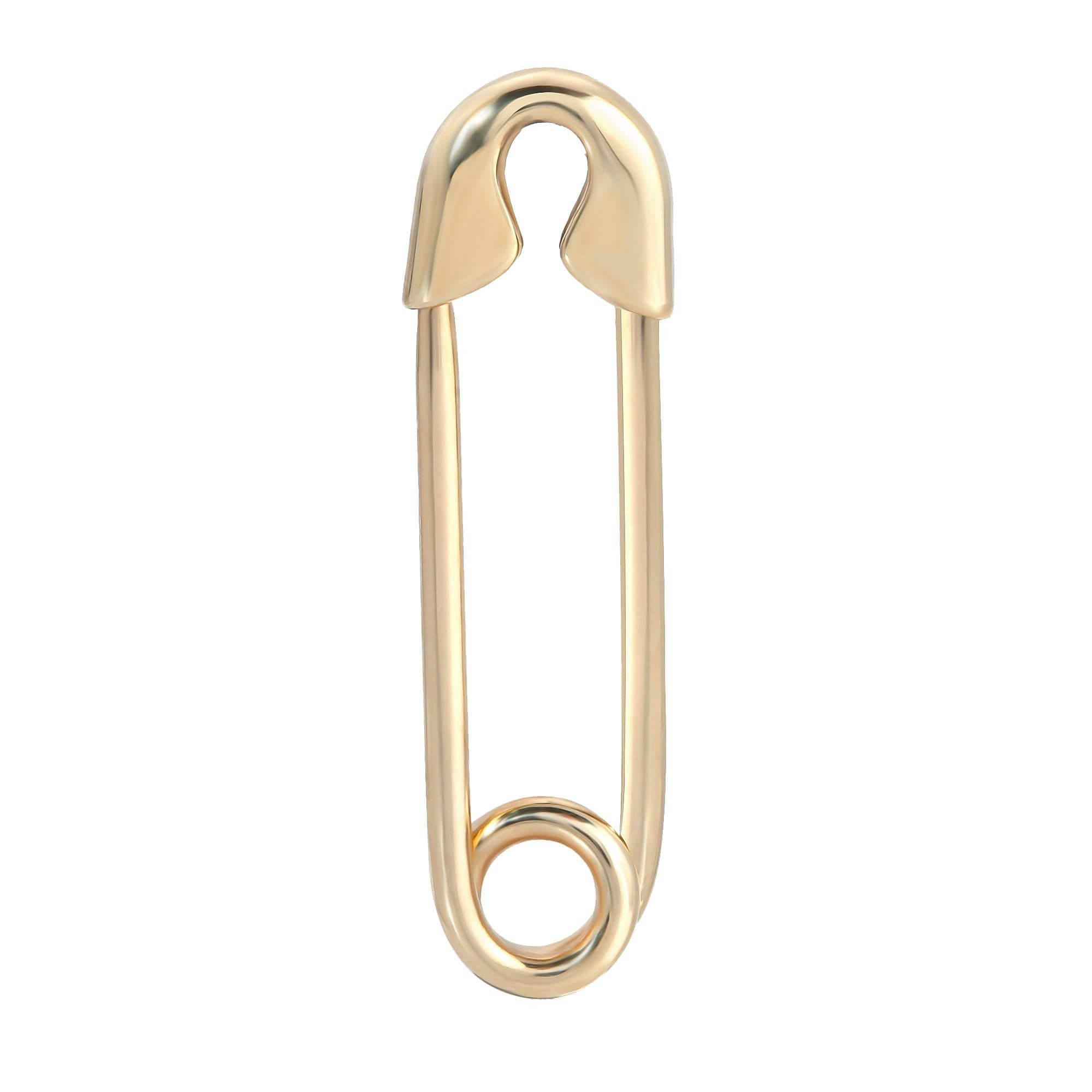 Gold-colored safety pin earring made of 14K solid gold for a stylish look