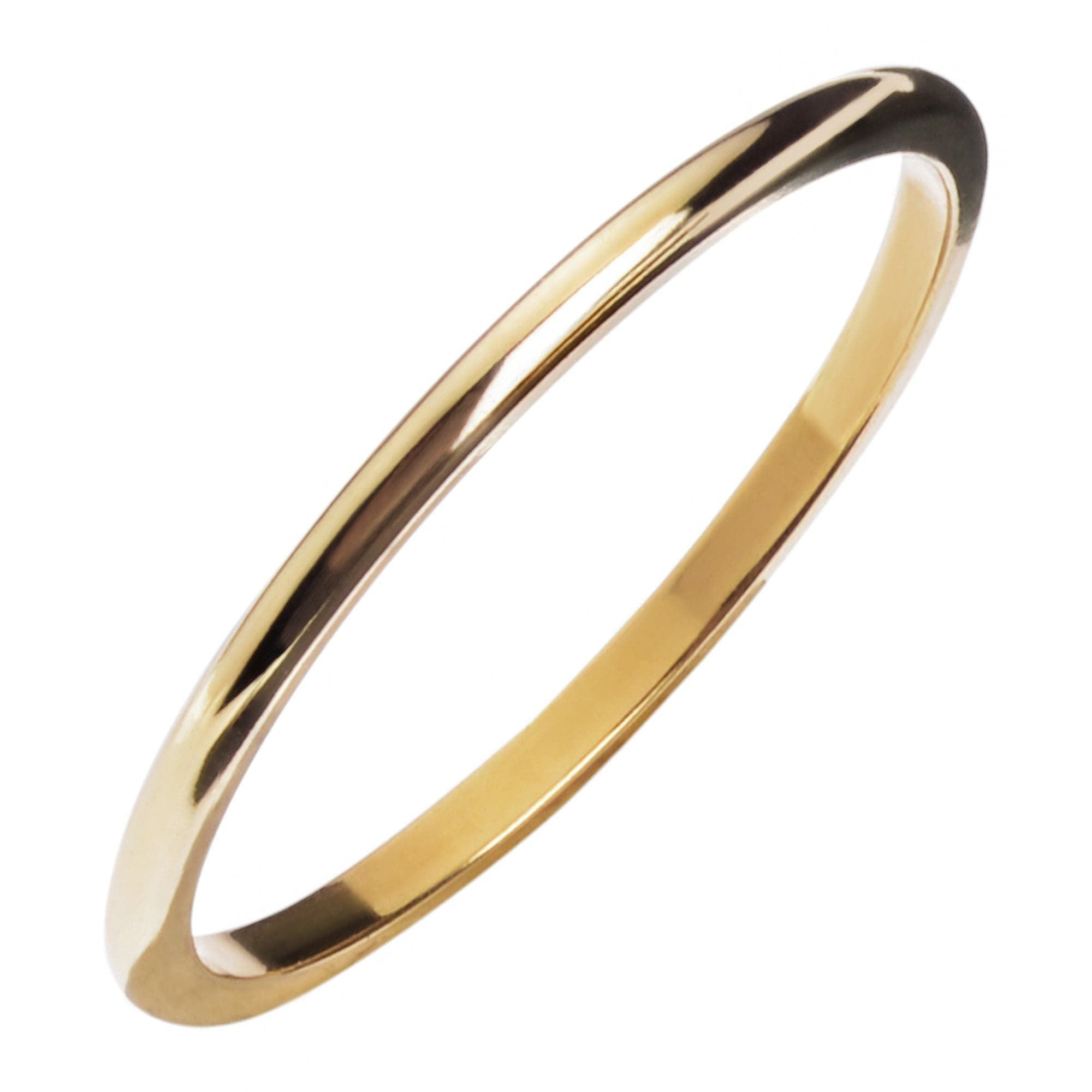 Polished gold 1mm domed recycled brass ring showcasing elegant craftsmanship