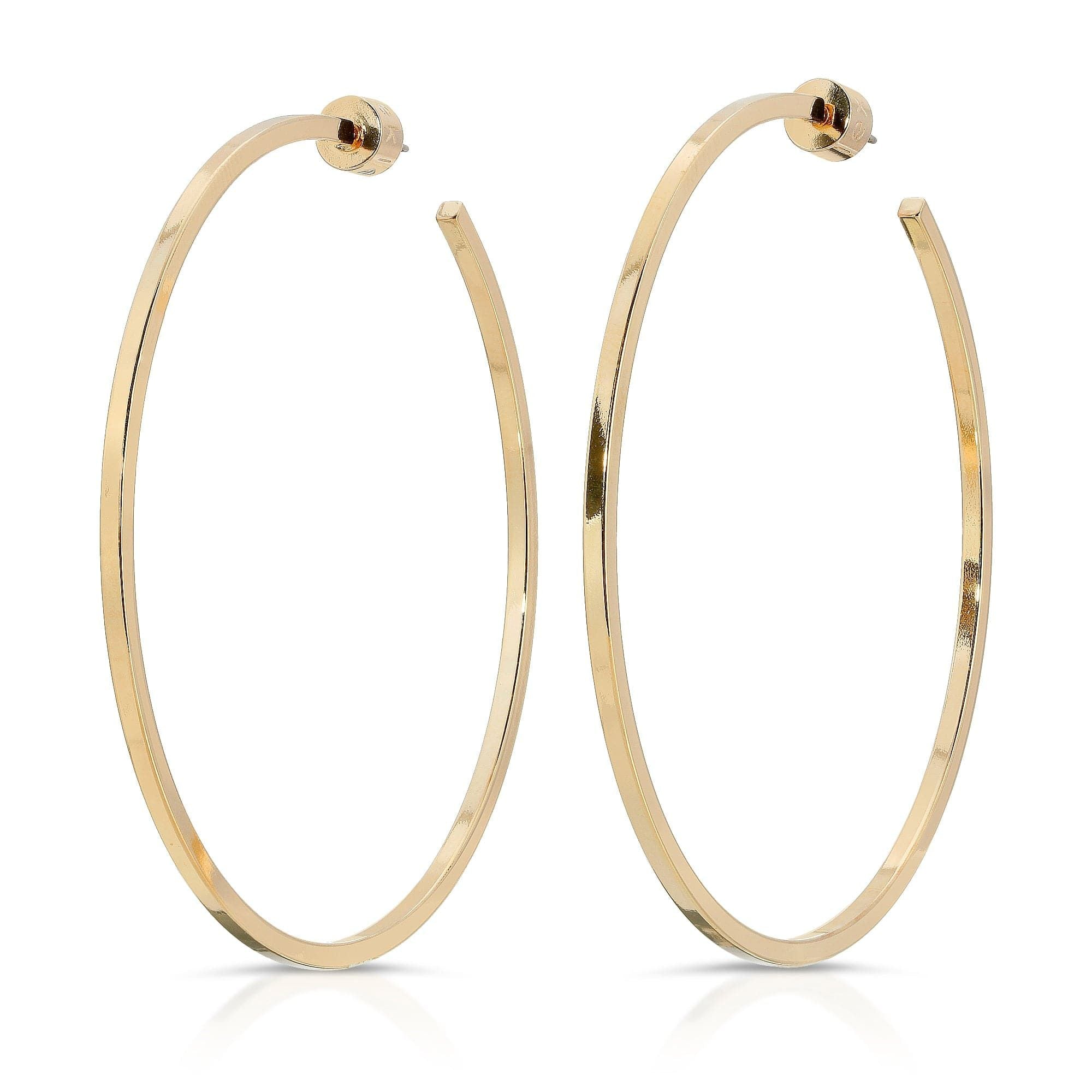 Pair of 14k Yellow Gold Ava Hoops featuring a stylish square wire shape design