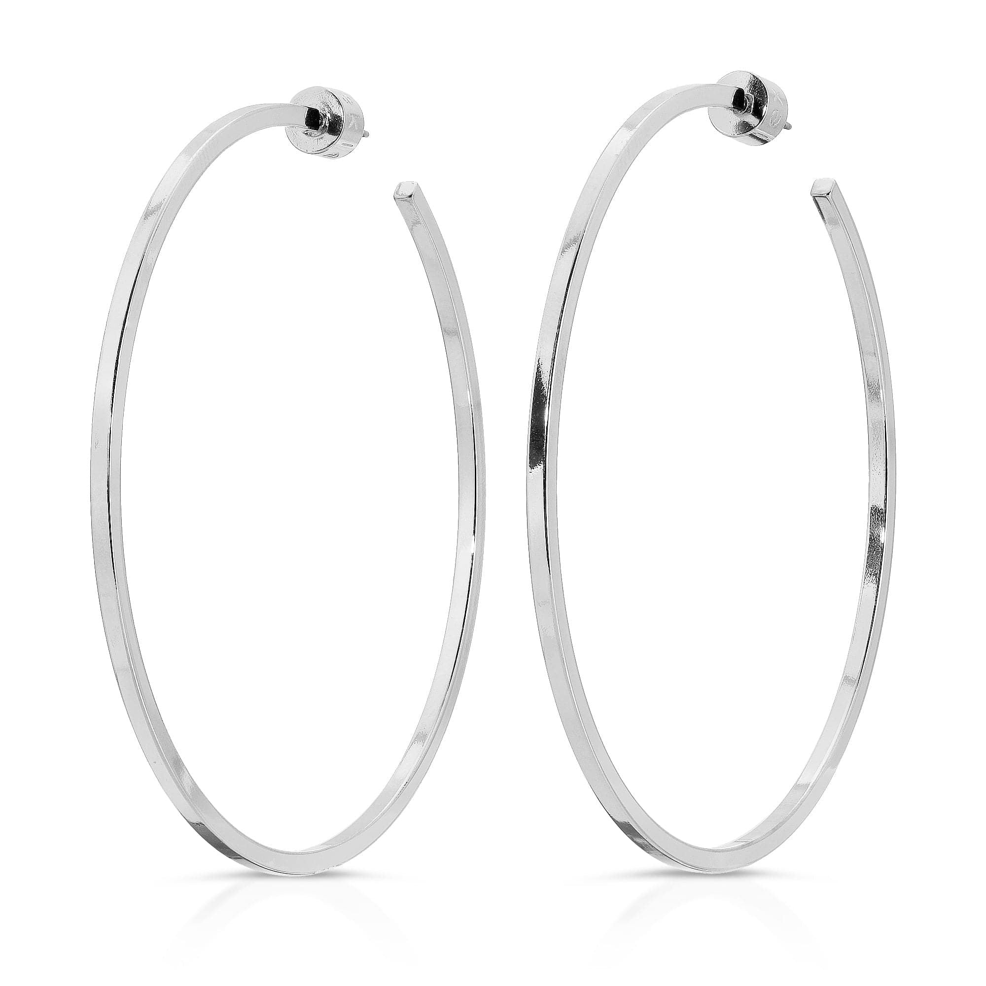 Pair of 2.5’’ Ava Hoops in square wire shape, crafted from silver and 14k yellow gold