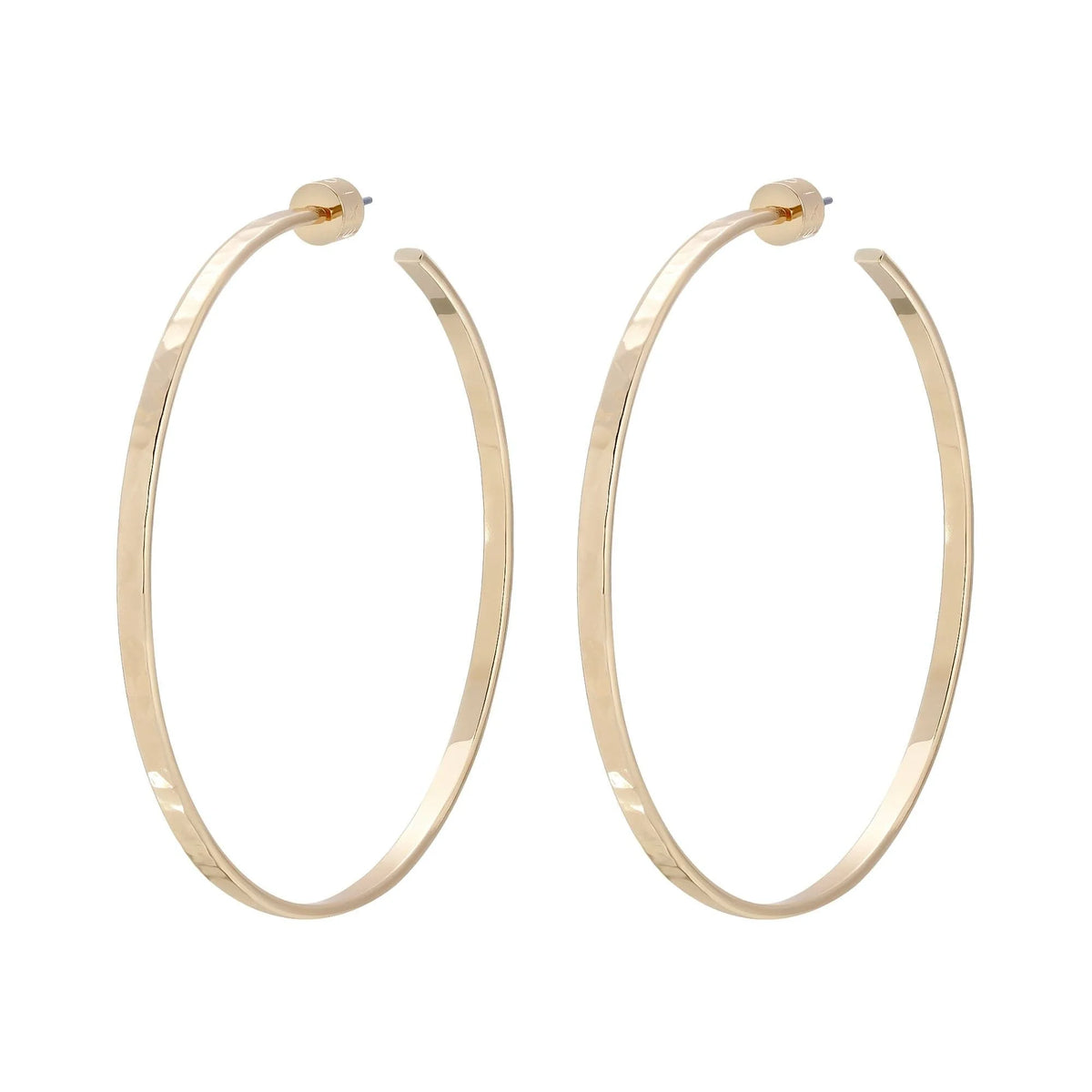 Gold hoop earrings, 2.5 inch hammered hoops for a chic look