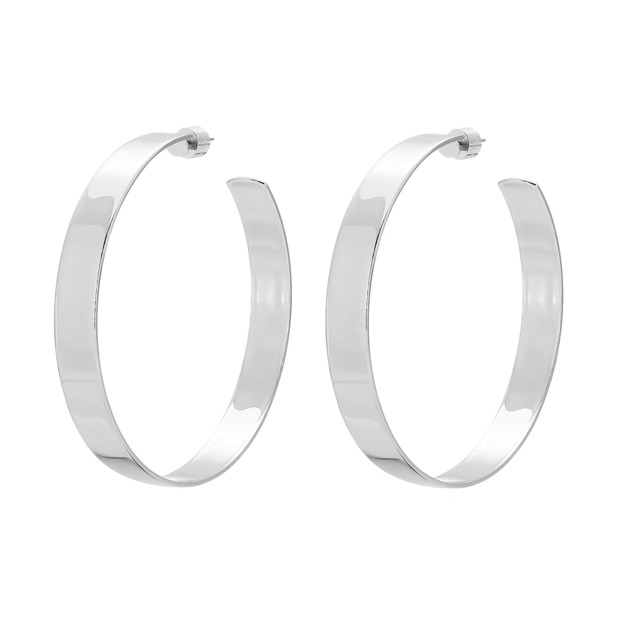 Pair of 2.5’’ Skylar Hoops made of wide flat recycled brass hoops