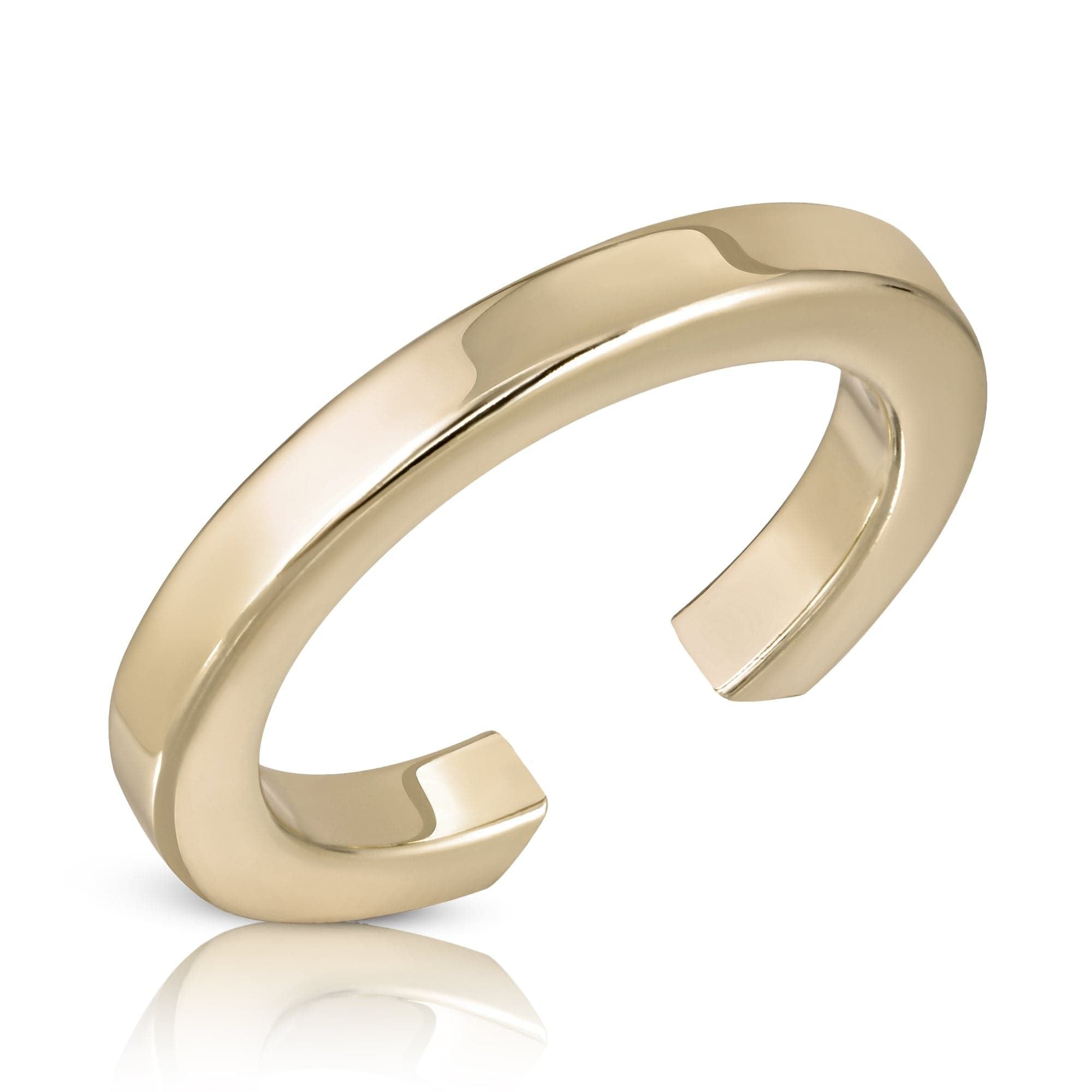 Open-ended gold ring featured in a 2.5Mm Square Ear Cuff with specific inside diameter