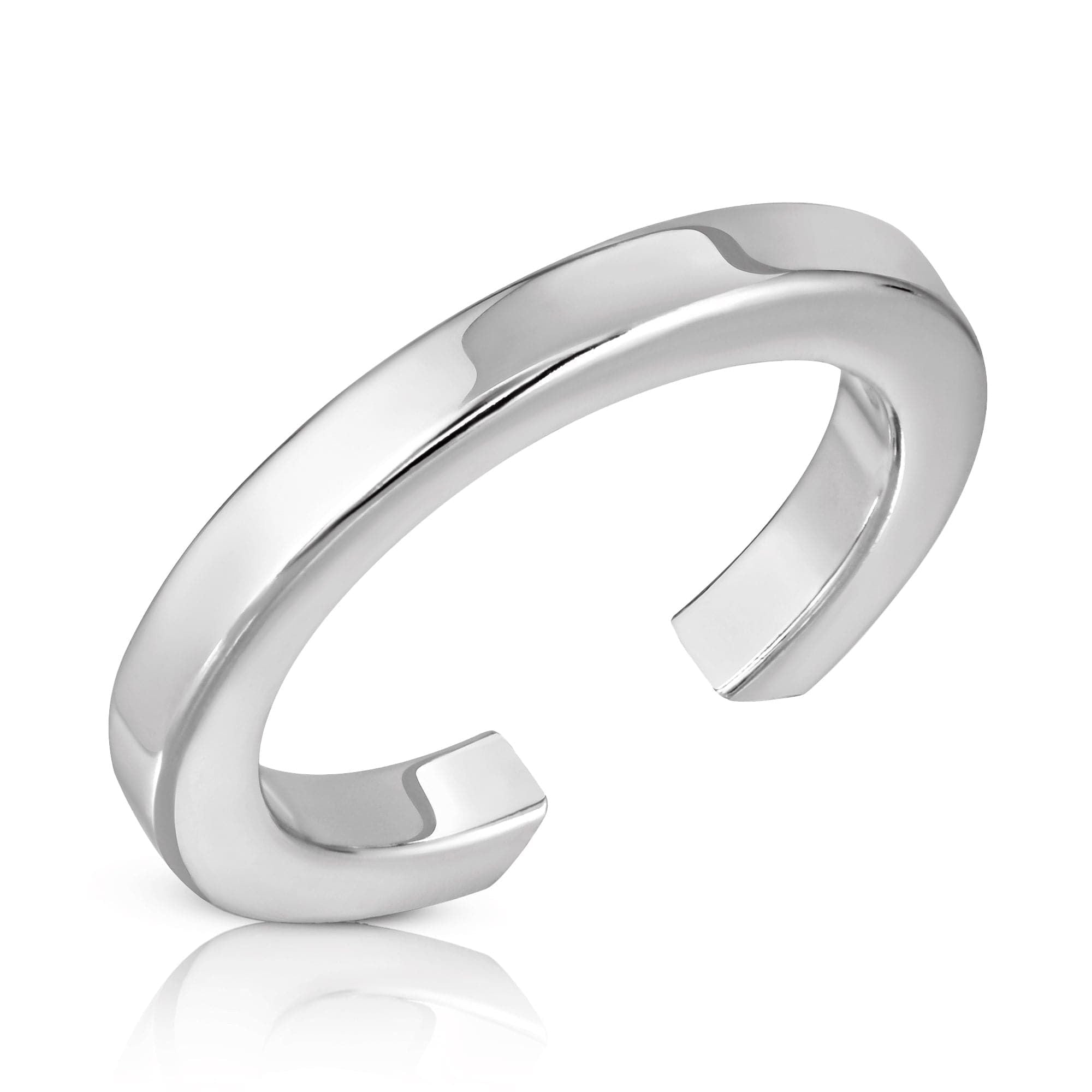 Polished silver cuff ring featured in a stylish square ear cuff with precise inside diameter