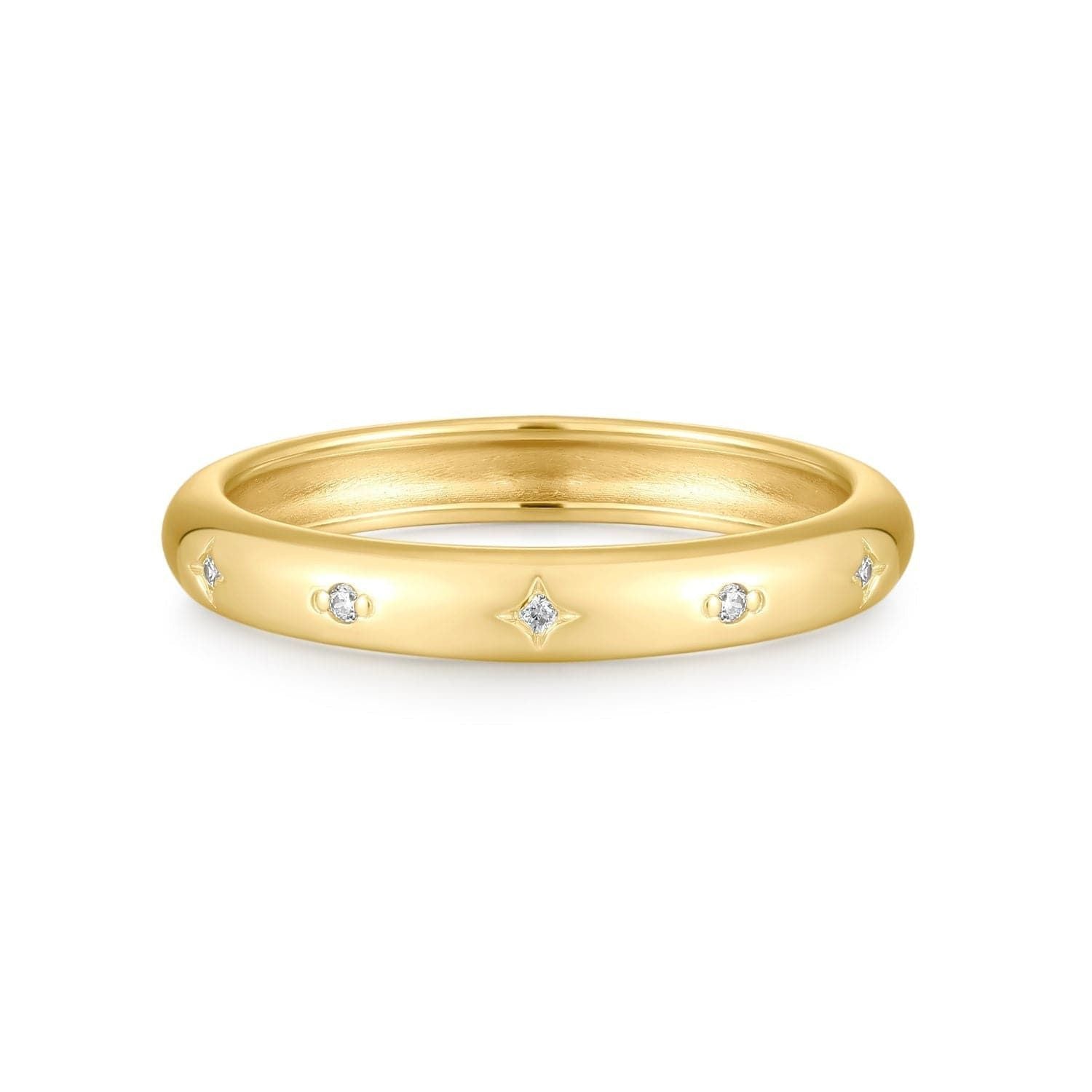 Gold Vermeil 2.8Mm Cz Studded Galaxy Ring featuring diamonds in 14k Gold Vermeil