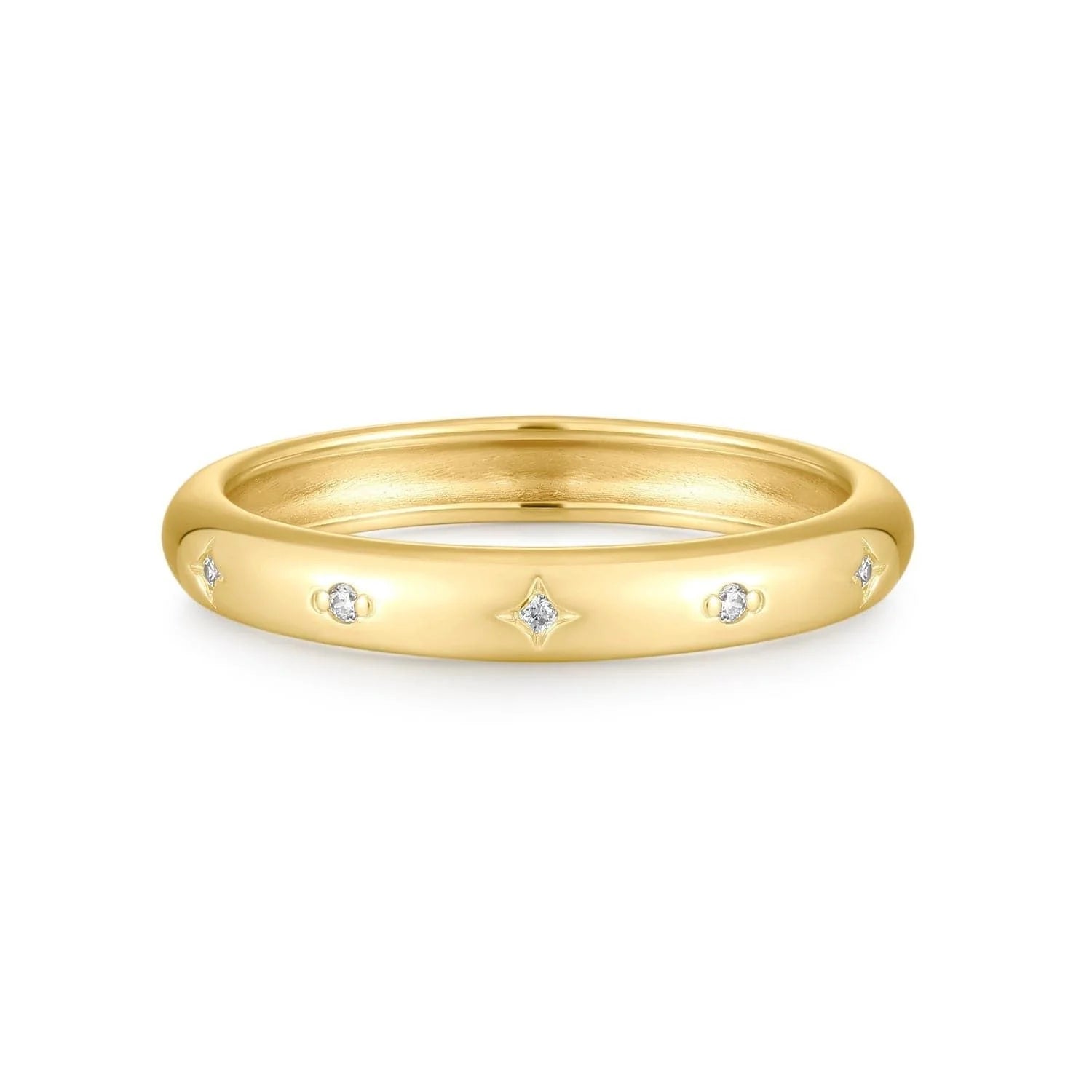 Gold vermeil Galaxy Ring with embedded diamonds in 14k gold vermeil sterling silver style