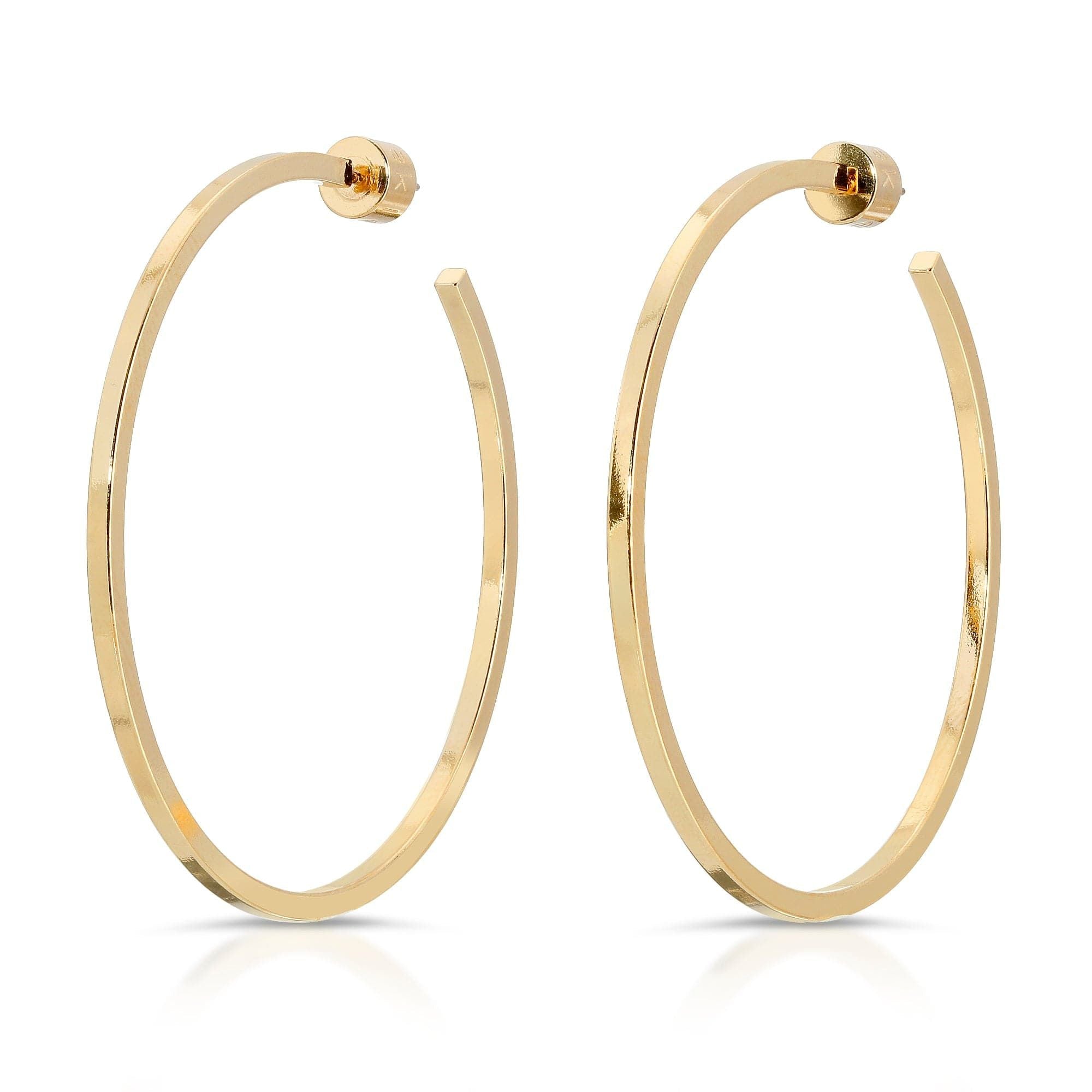 Pair of 2’’ Ava Hoops in 14k yellow gold with a radiant yellow gold rhodium finish