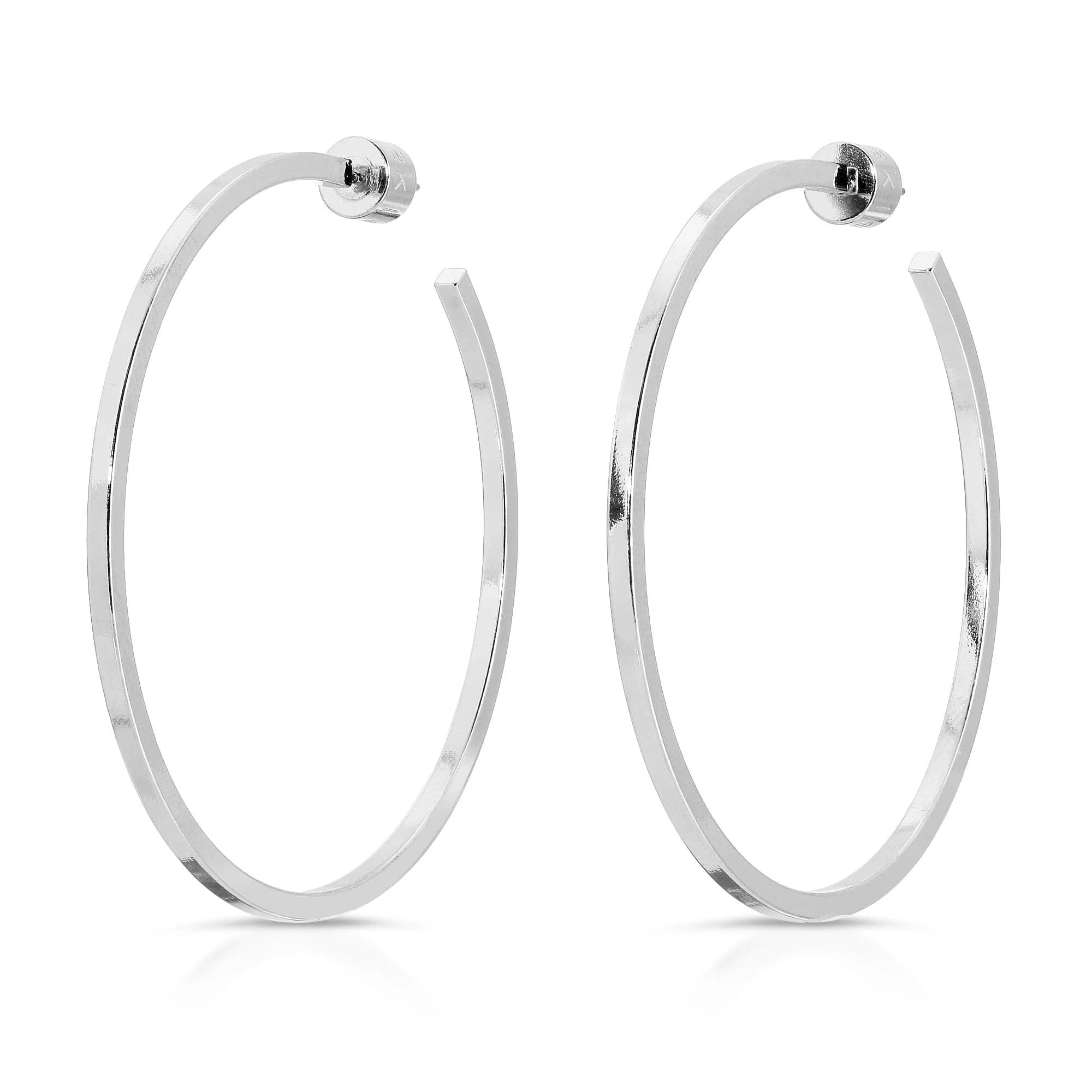 Pair of Silver Hoop Earrings 2 Ava Hoops 14k Yellow Gold Rhodium Jewelry