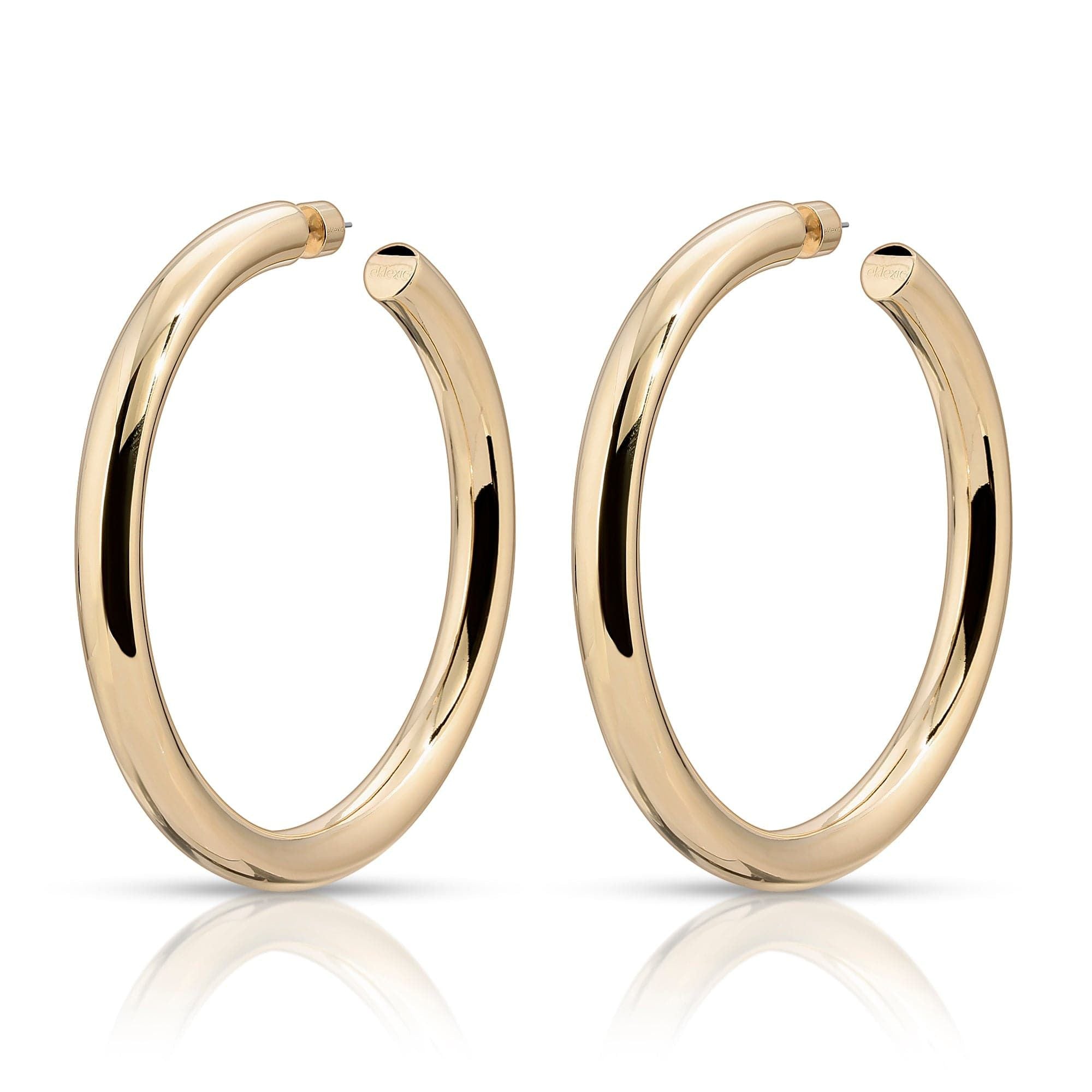 Pair of Kelly Hoops in recycled brass hollow with hypoallergenic surgical steel design