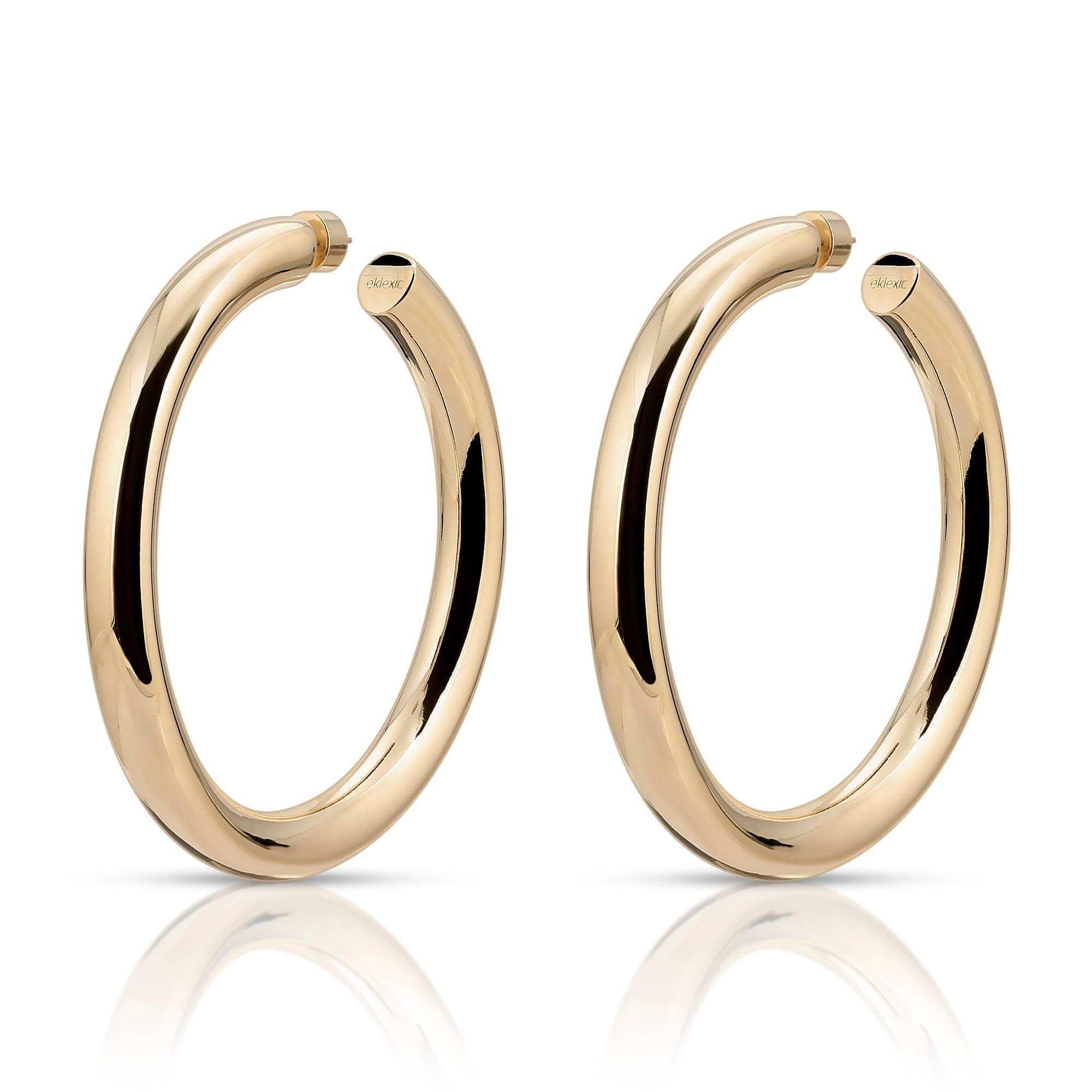 Pair of 2’’ Ryan Hoops made from recycled brass hollow for an elegant look