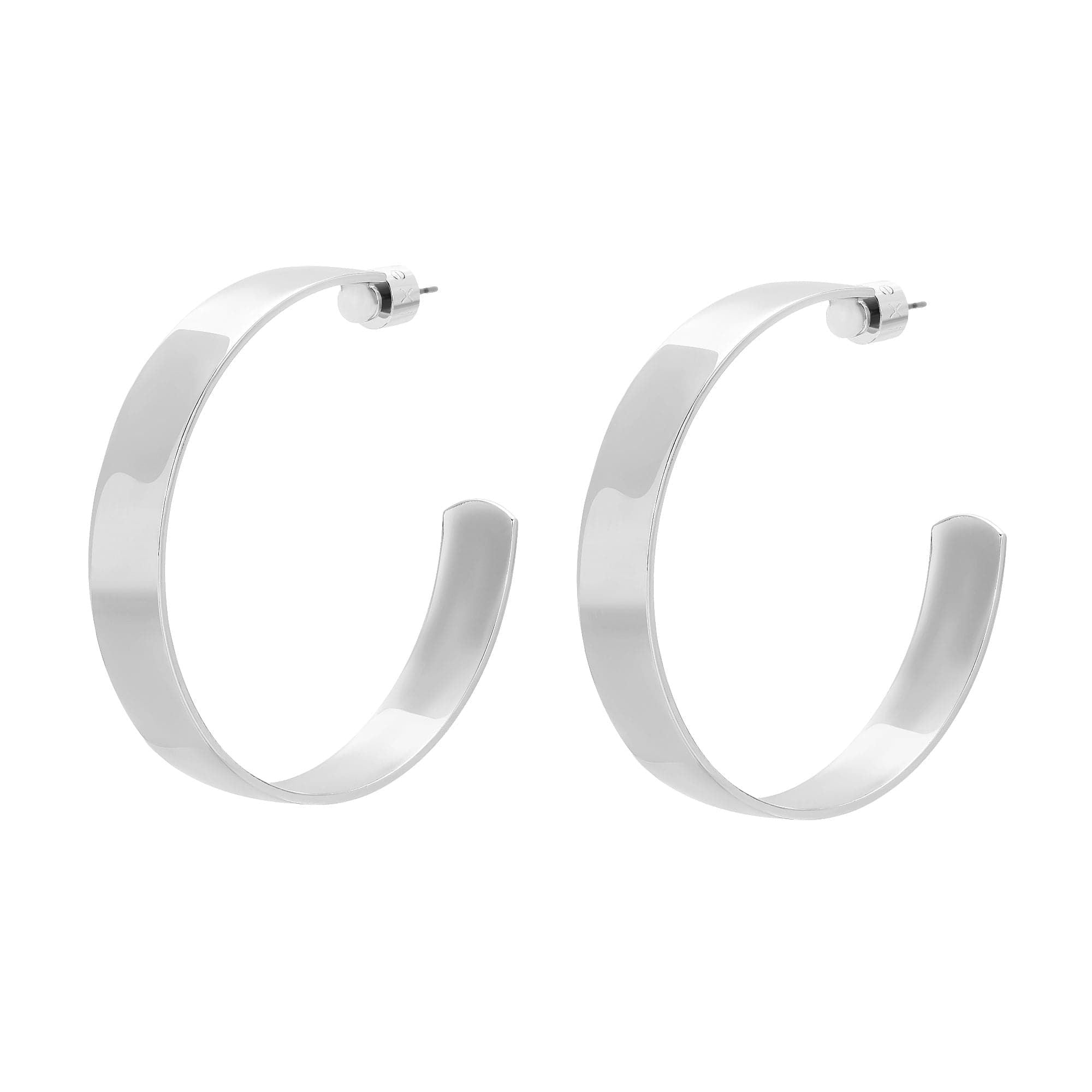 Pair of 2’’ Skylar Hoops in silver, featuring 14k gold rhodium accents