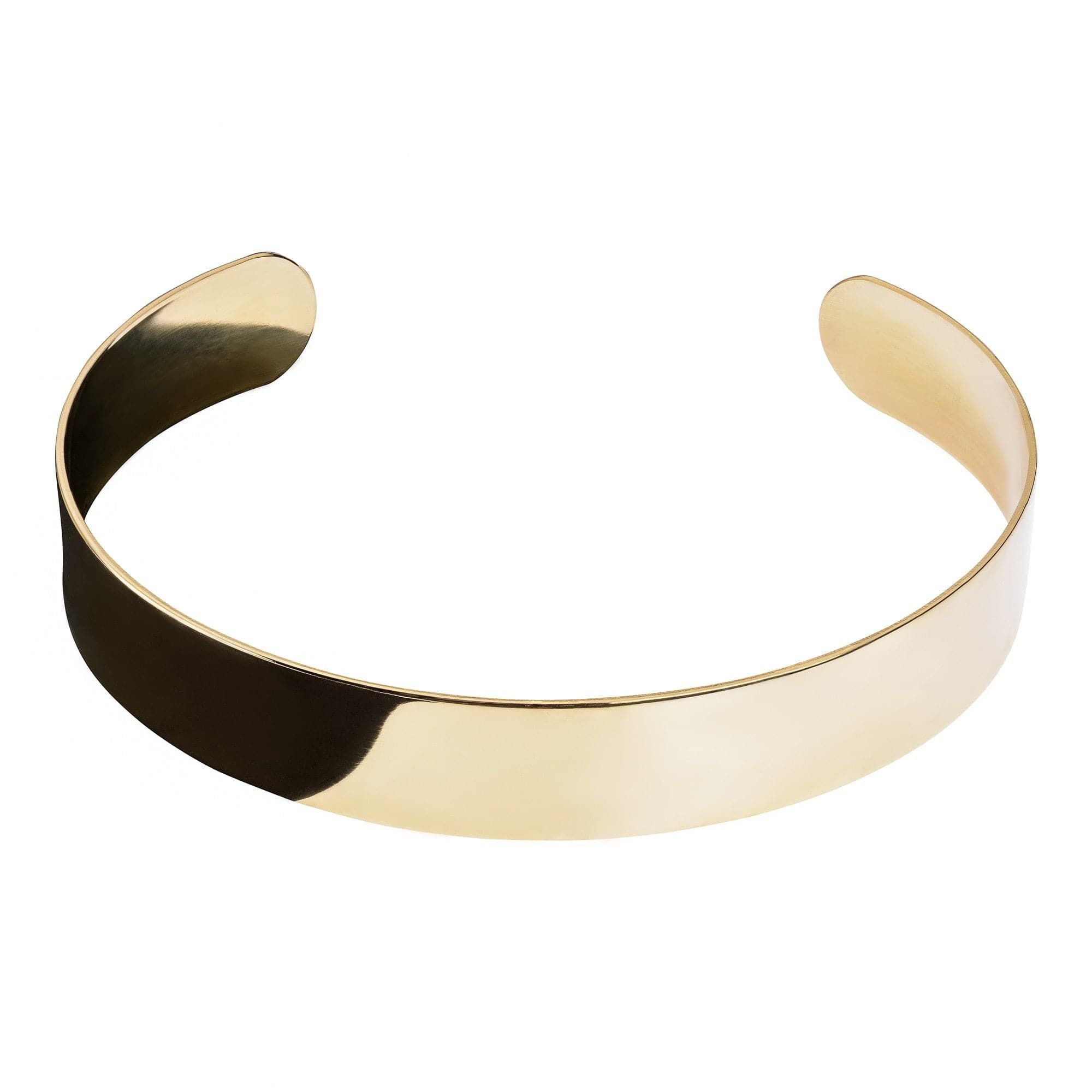 Gold-colored metal cuff bracelet from the 3/4 Inch Recycled Brass Collar collection