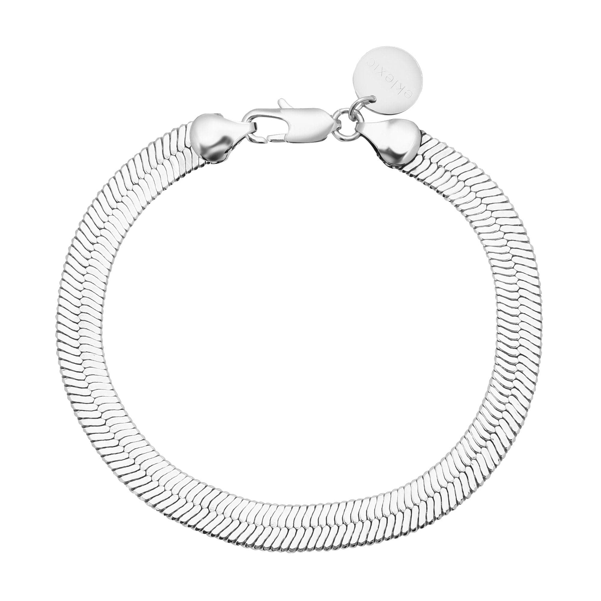 Silver herringbone bracelet with lobster clasp from Viper Chain Anklet collection