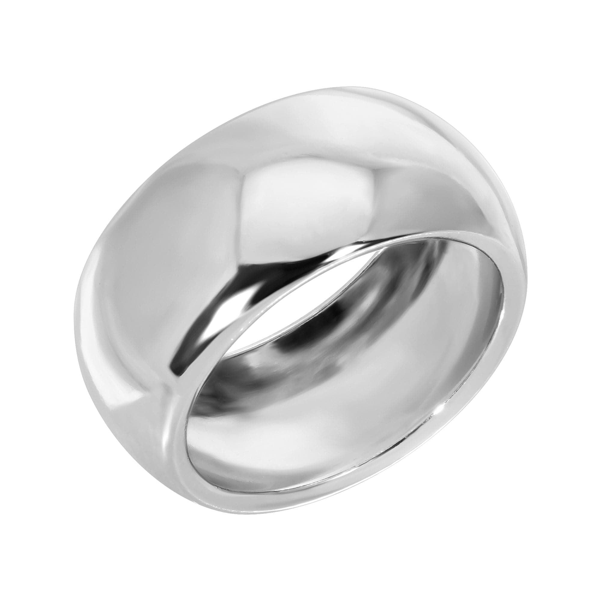 Polished silver dome ring 9.5mm with Rhodium-silver + ecoat for a clear protective barrier