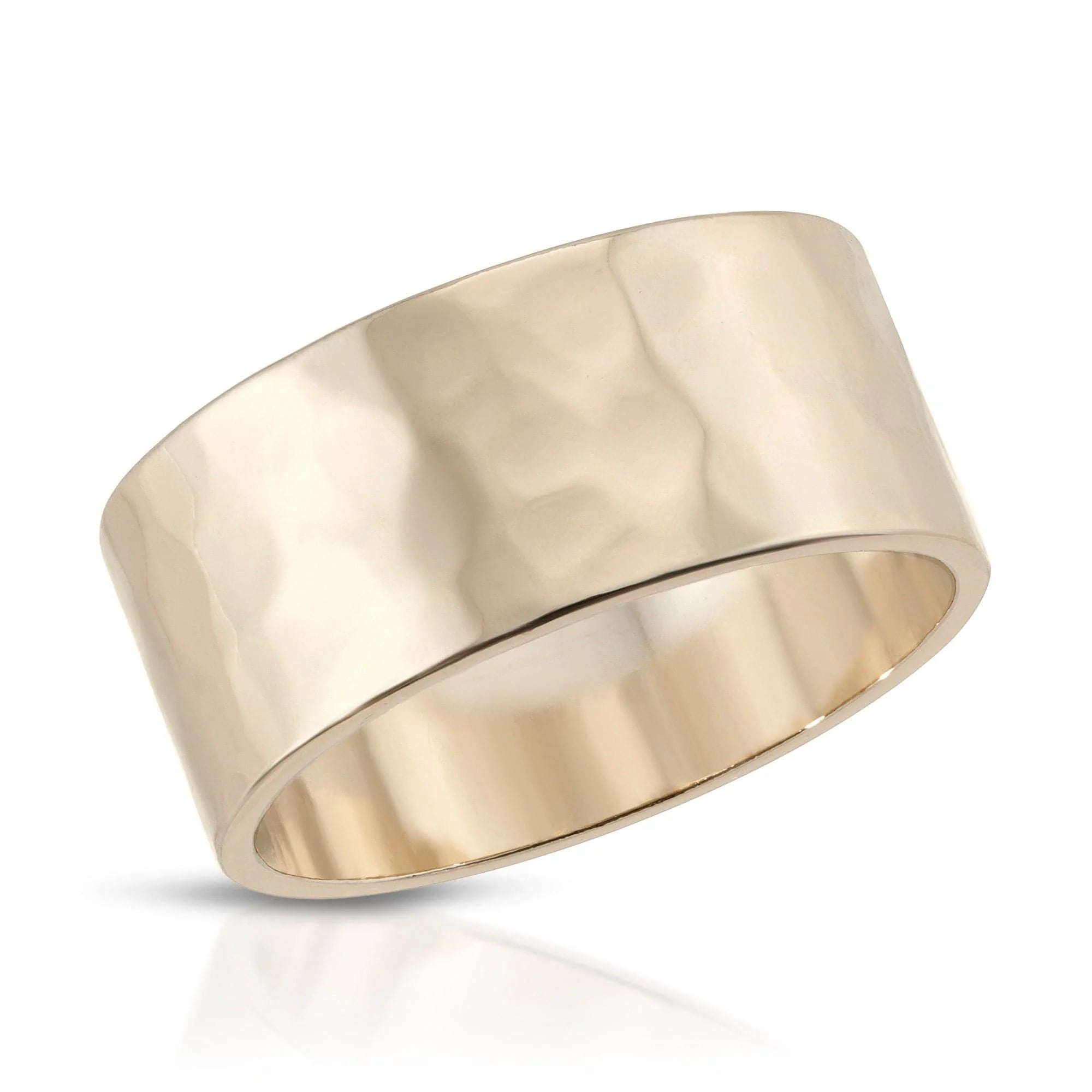 Wide hammered gold ring made of recycled brass, 9.5mm wide recycled brass jewelry