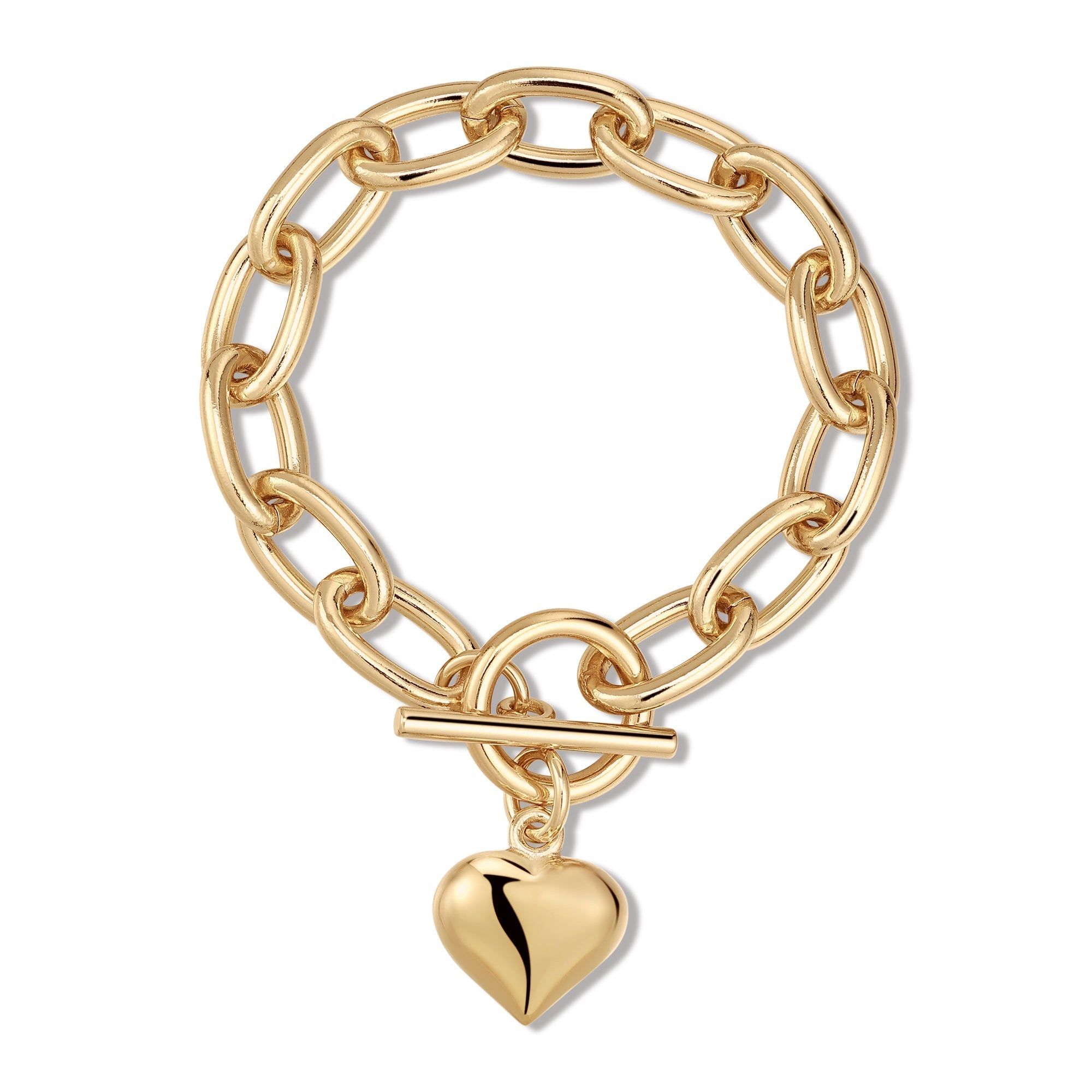 a gold bracelet with a heart charm