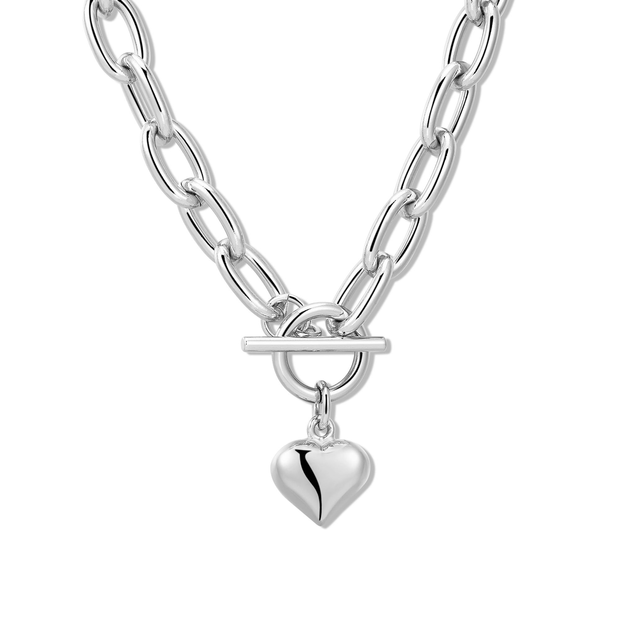 a necklace with a heart charm hanging from it