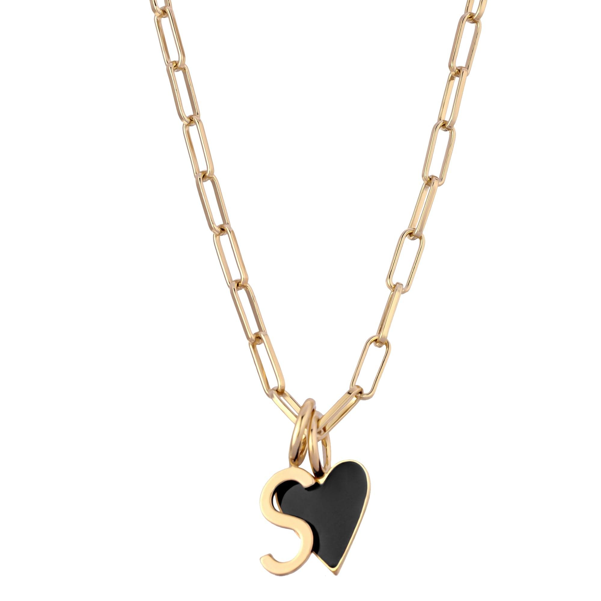 CARA BLACK ENAMEL CHARM NECKLACE - eklexic