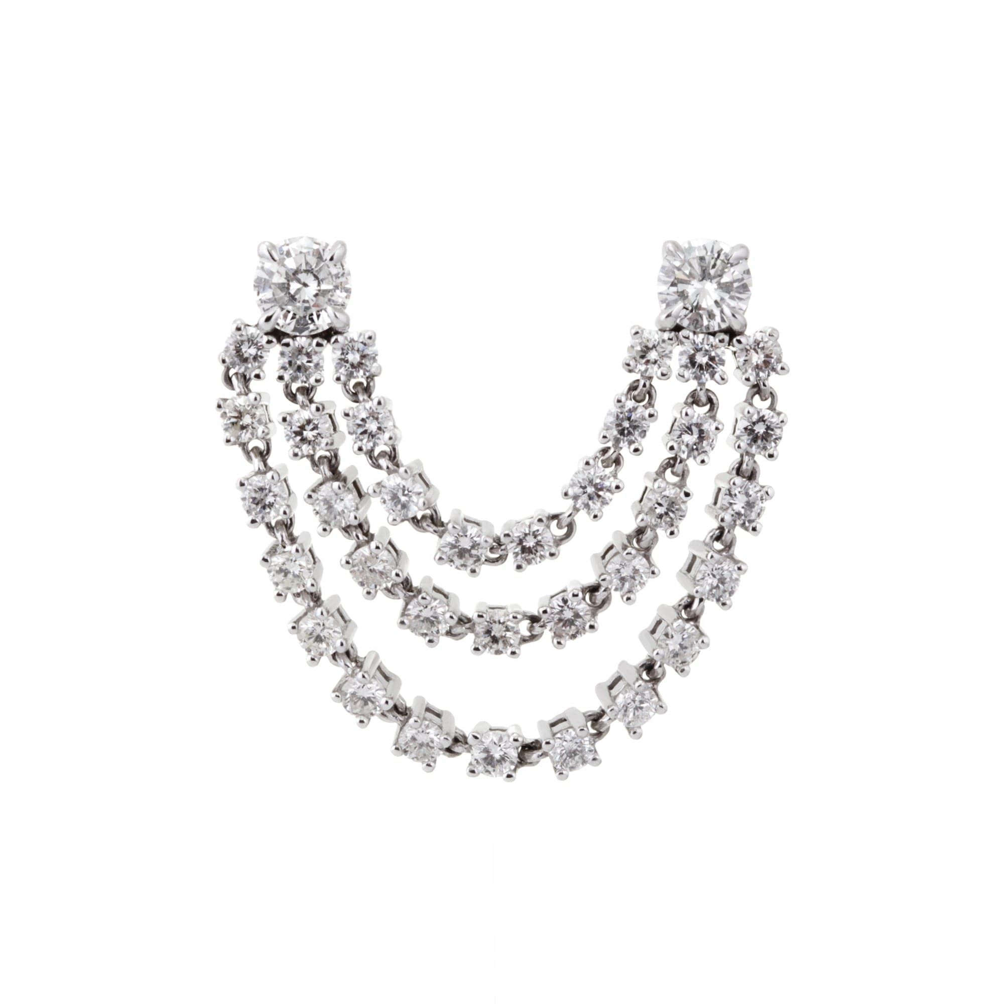 Double Diamond Chain Earring - eklexic