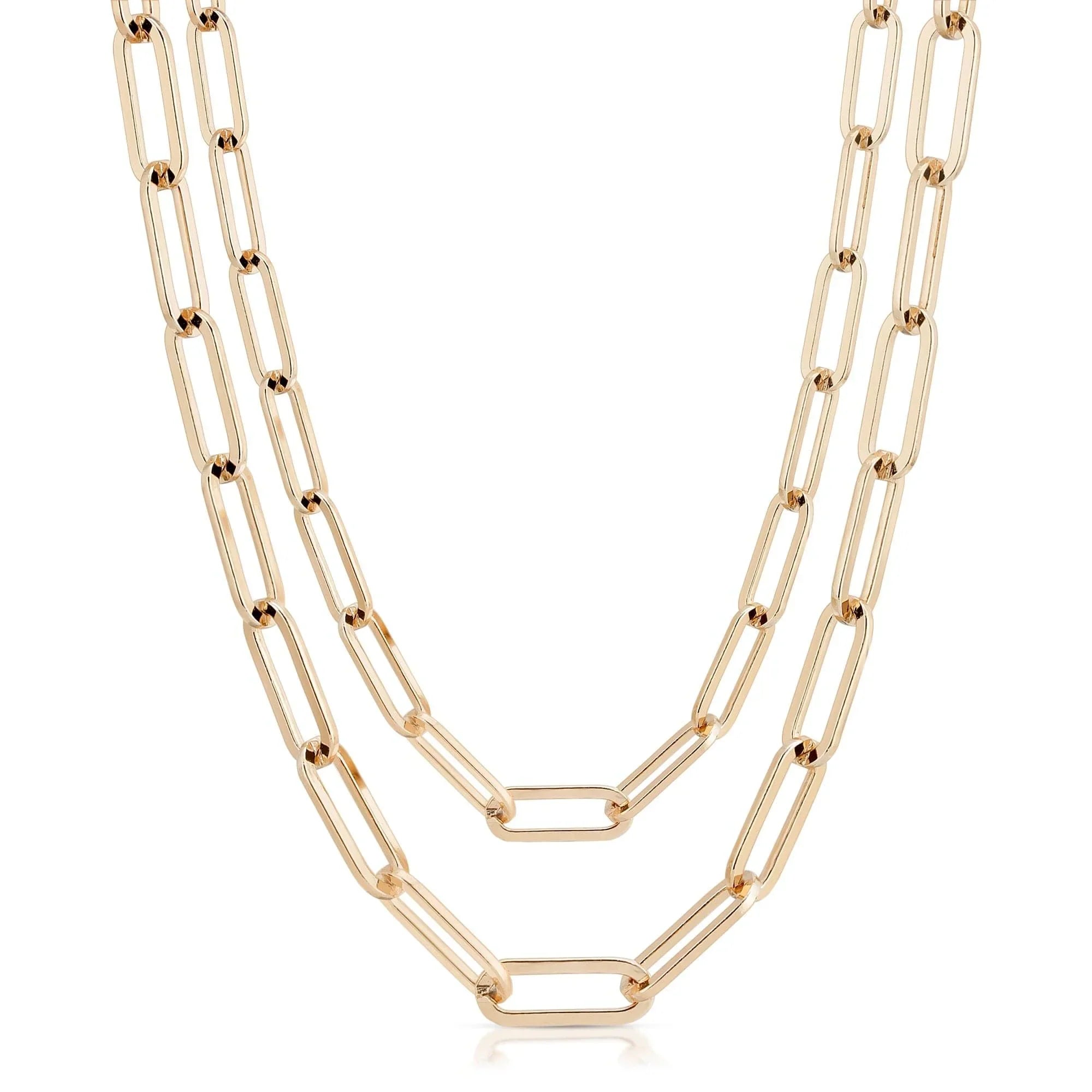 Gold-toned double-strand chain necklace from the Double Large Elongated Link Chain collection