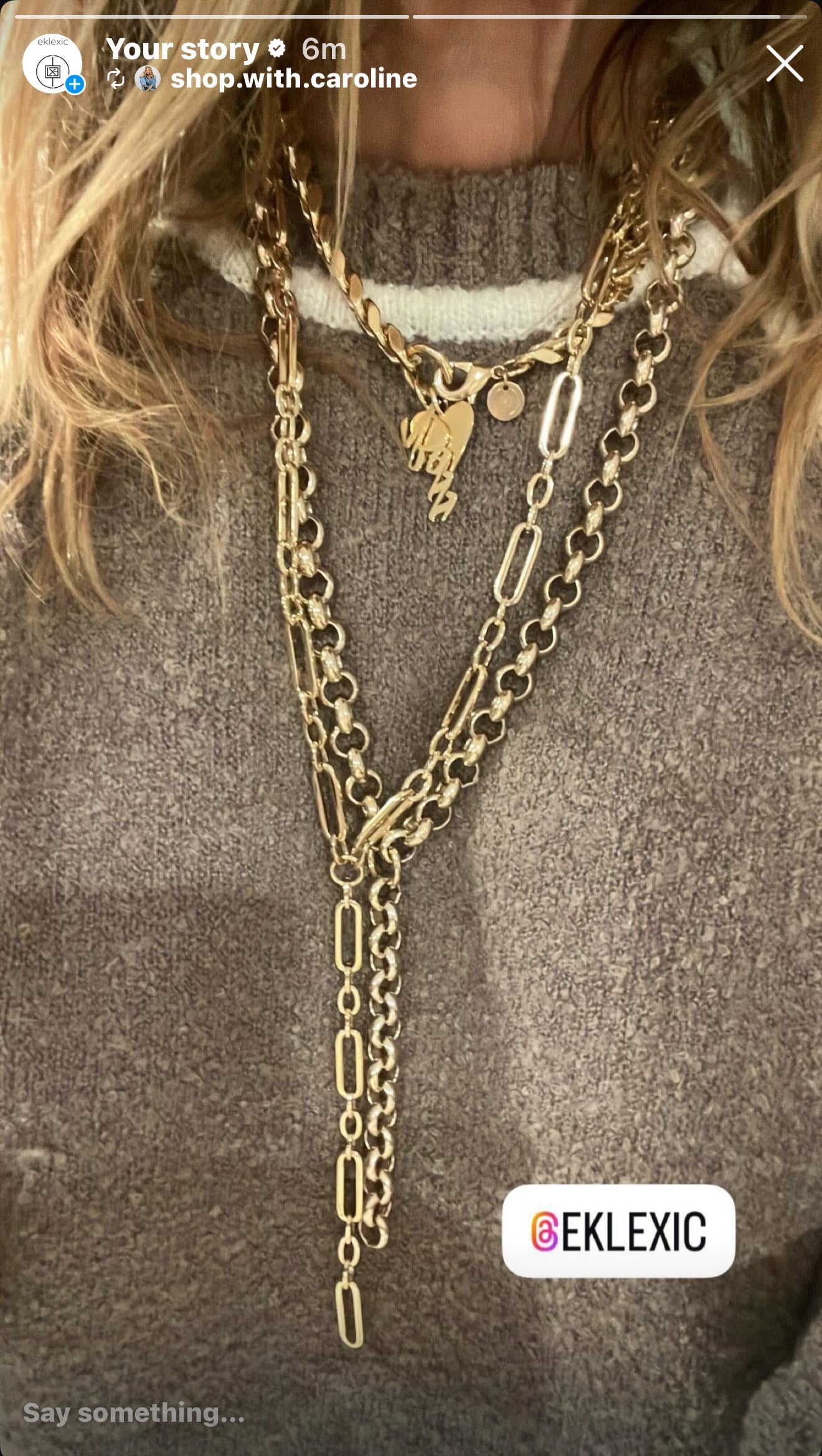 Layered gold chain necklaces for a stylish look - Dean Lariat Necklace display