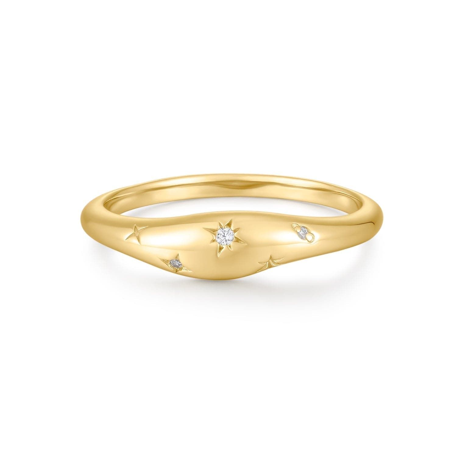 a gold ring with stars on it