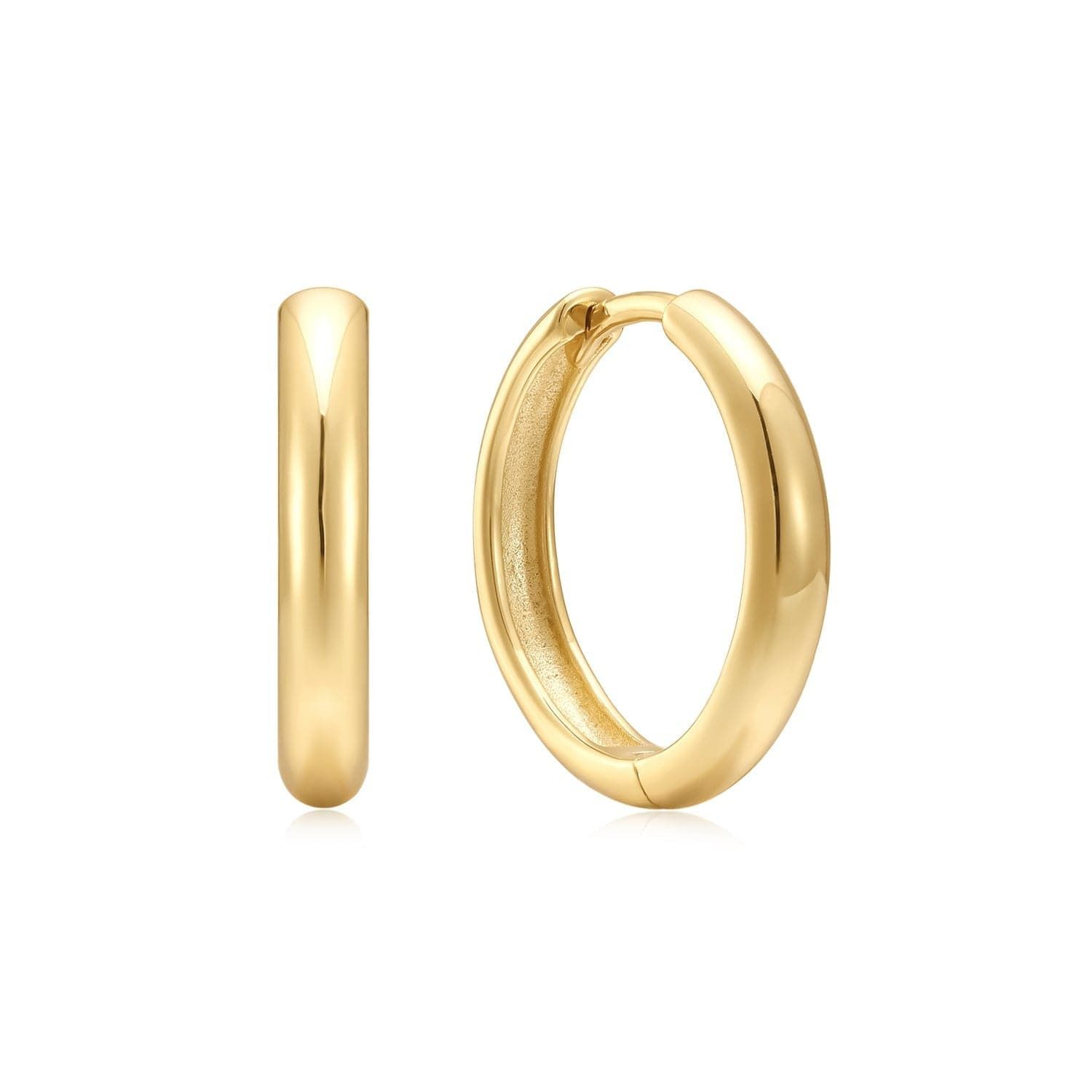 a pair of gold hoop earrings