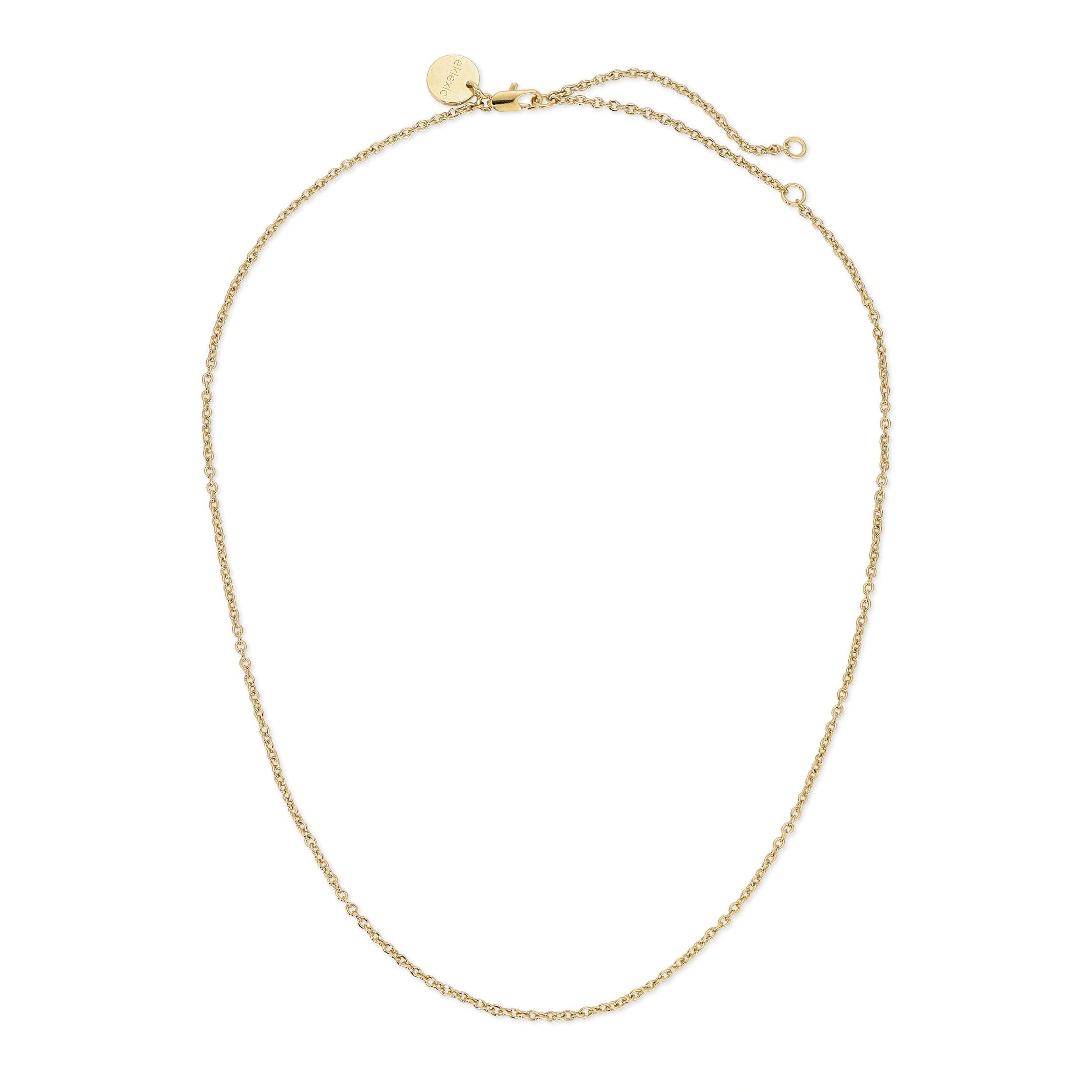 a gold chain necklace on a white background
