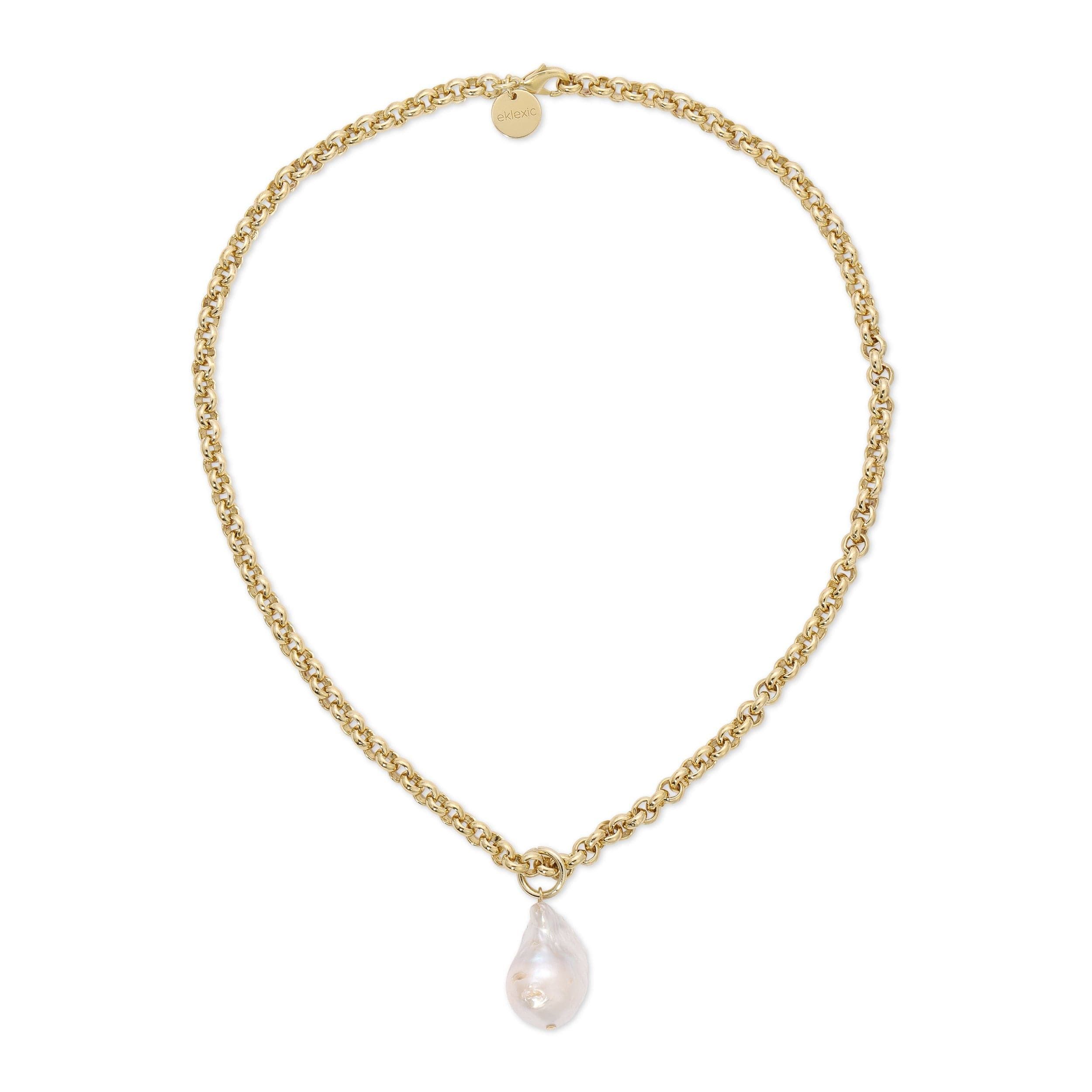 Micro Royal Chain with XL Baroque Pearl Pendant Necklace