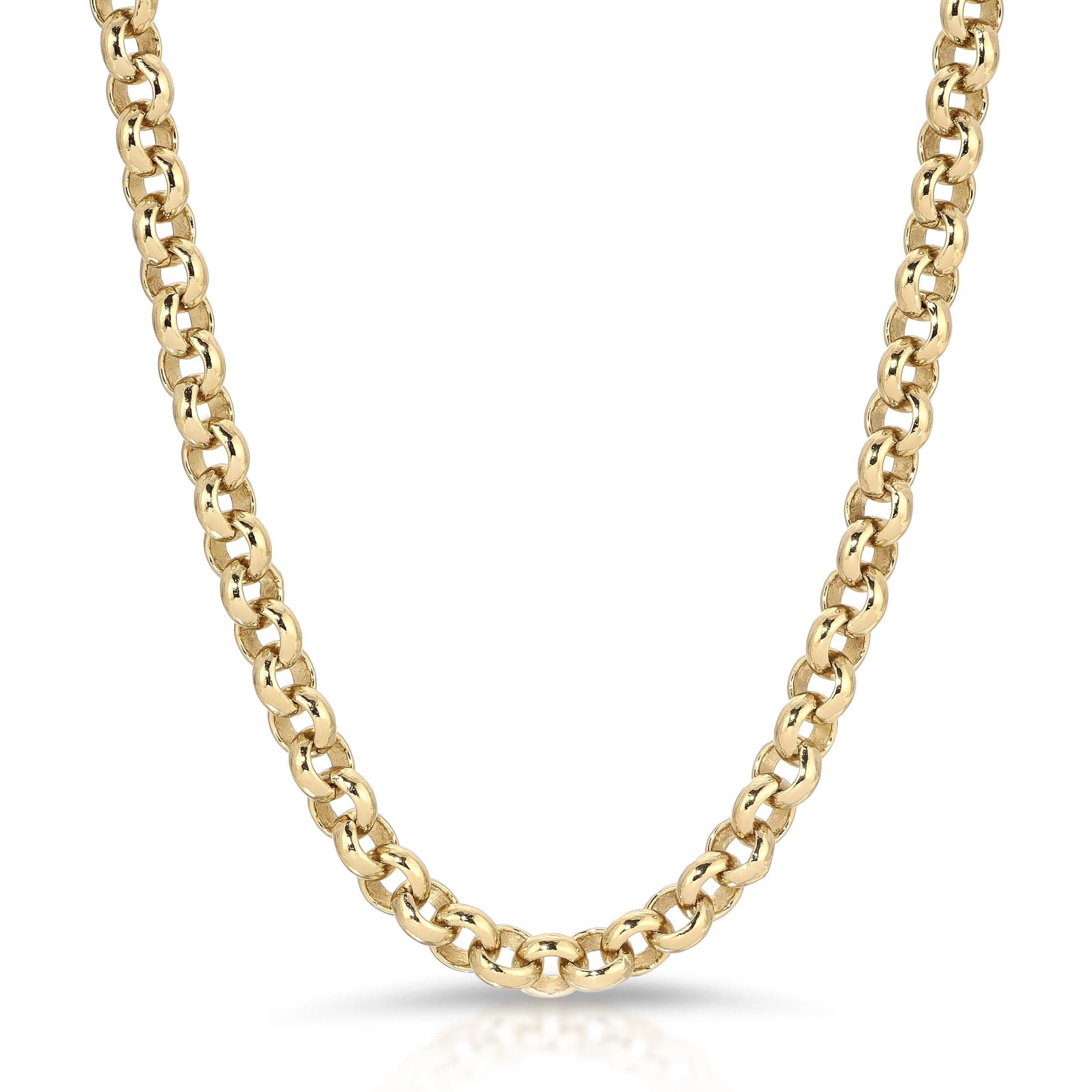 a gold chain on a white background