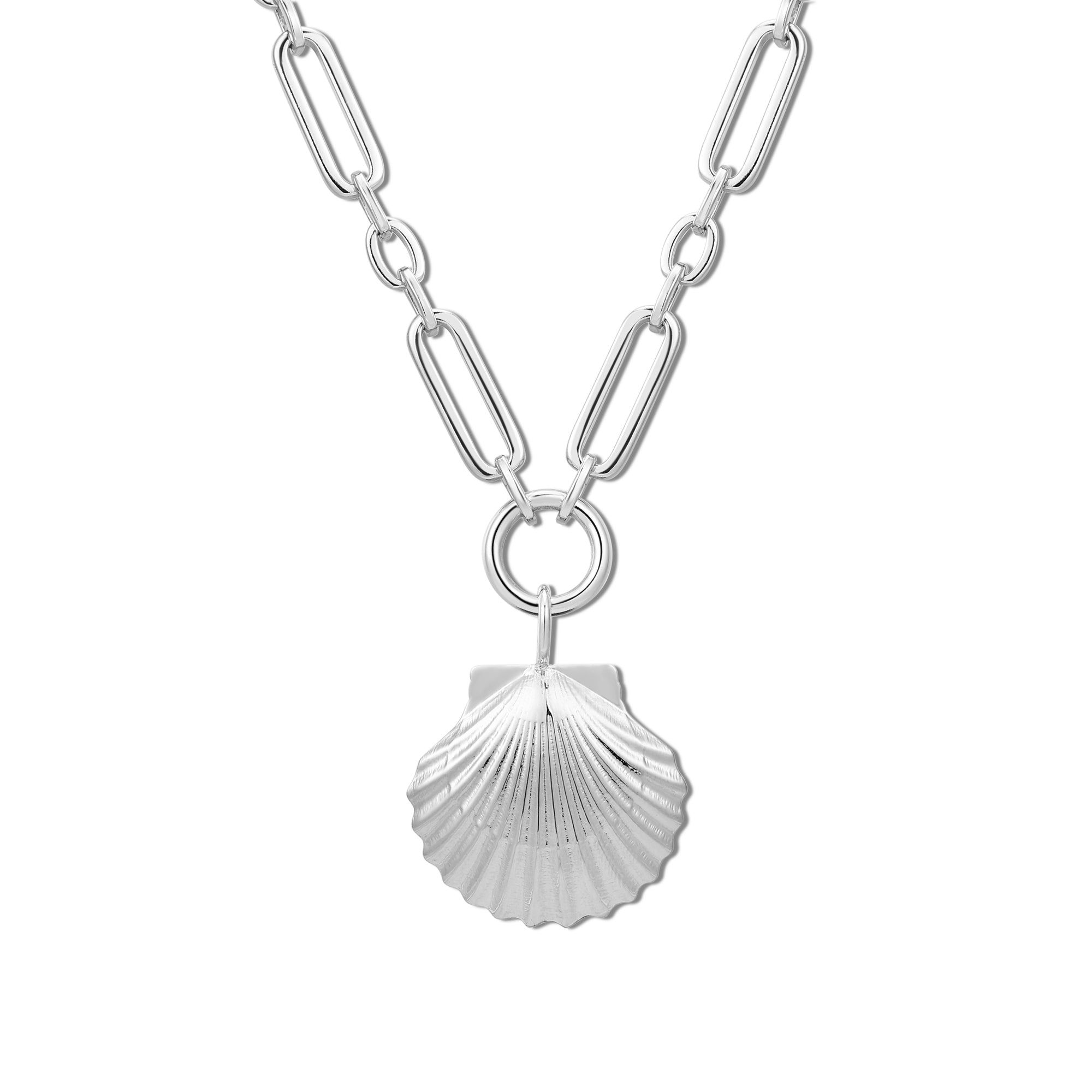a necklace with a shell on a chain