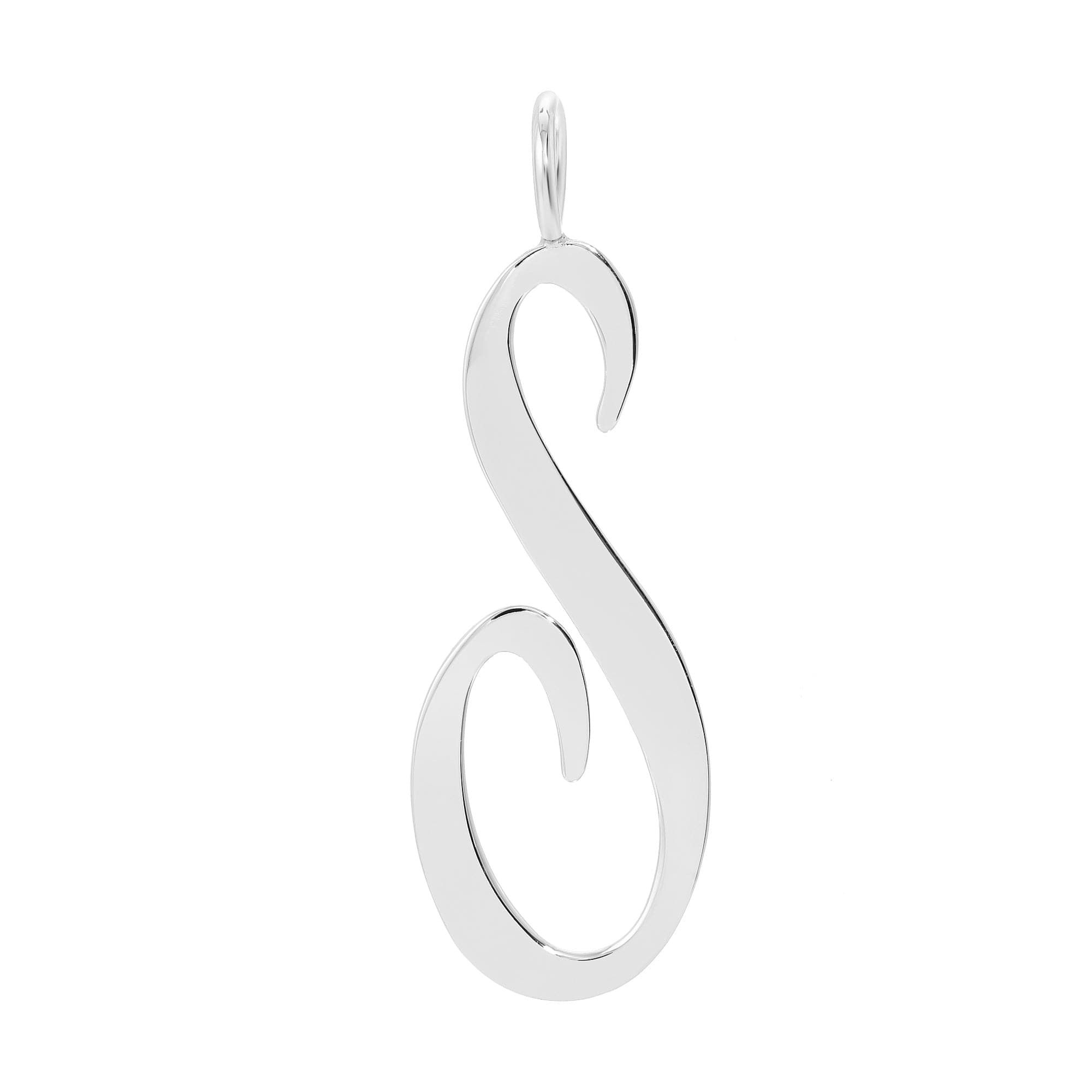 a silver pendant with the letter s on it