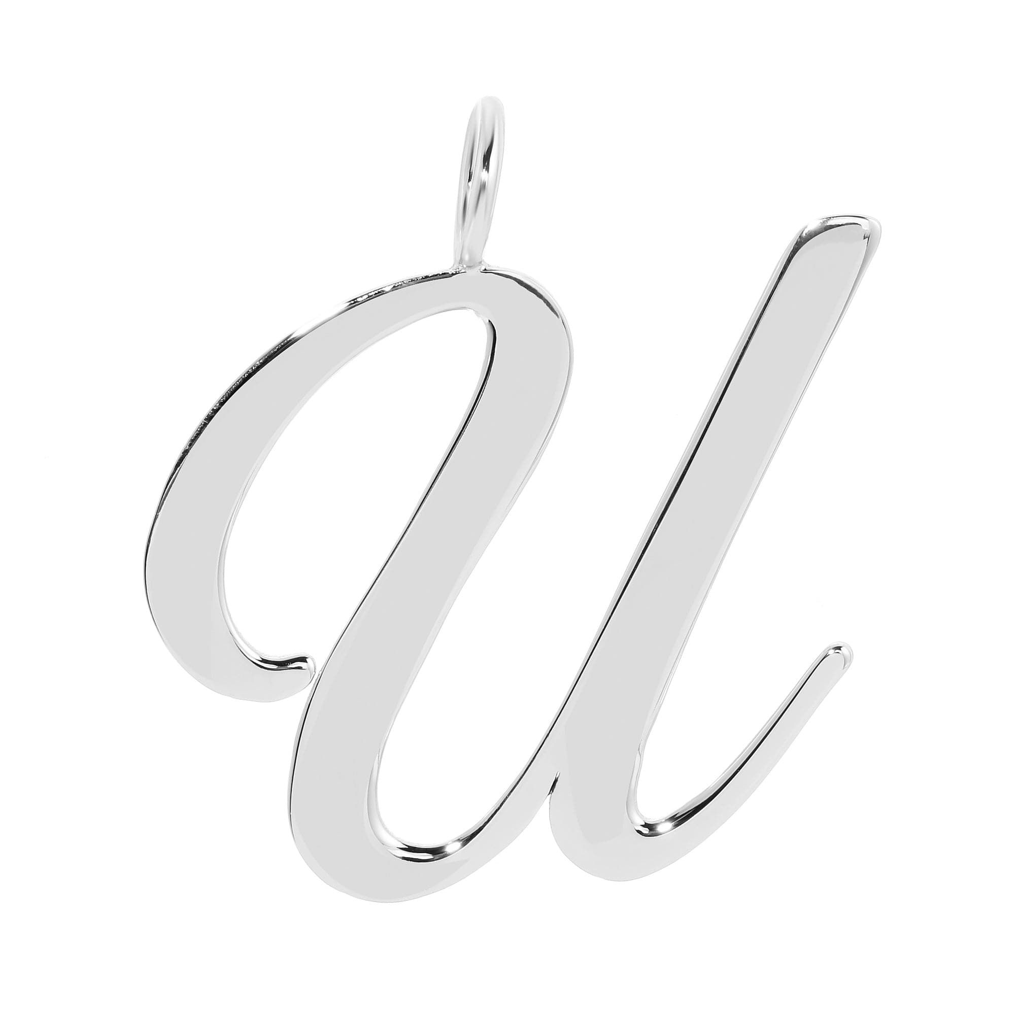 a silver pendant with the letter s on it