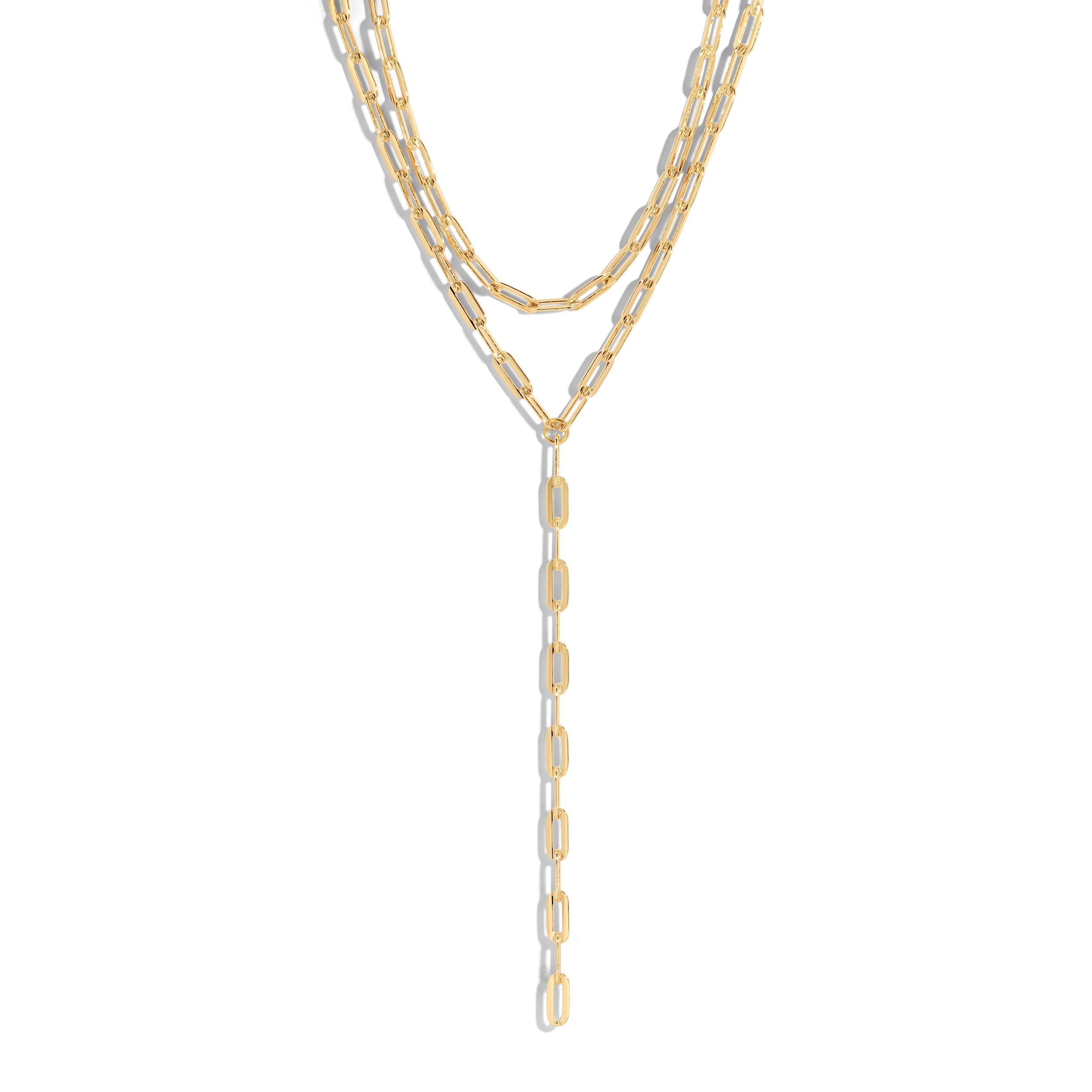 Paperclip Chain Layered Lariat - eklexic