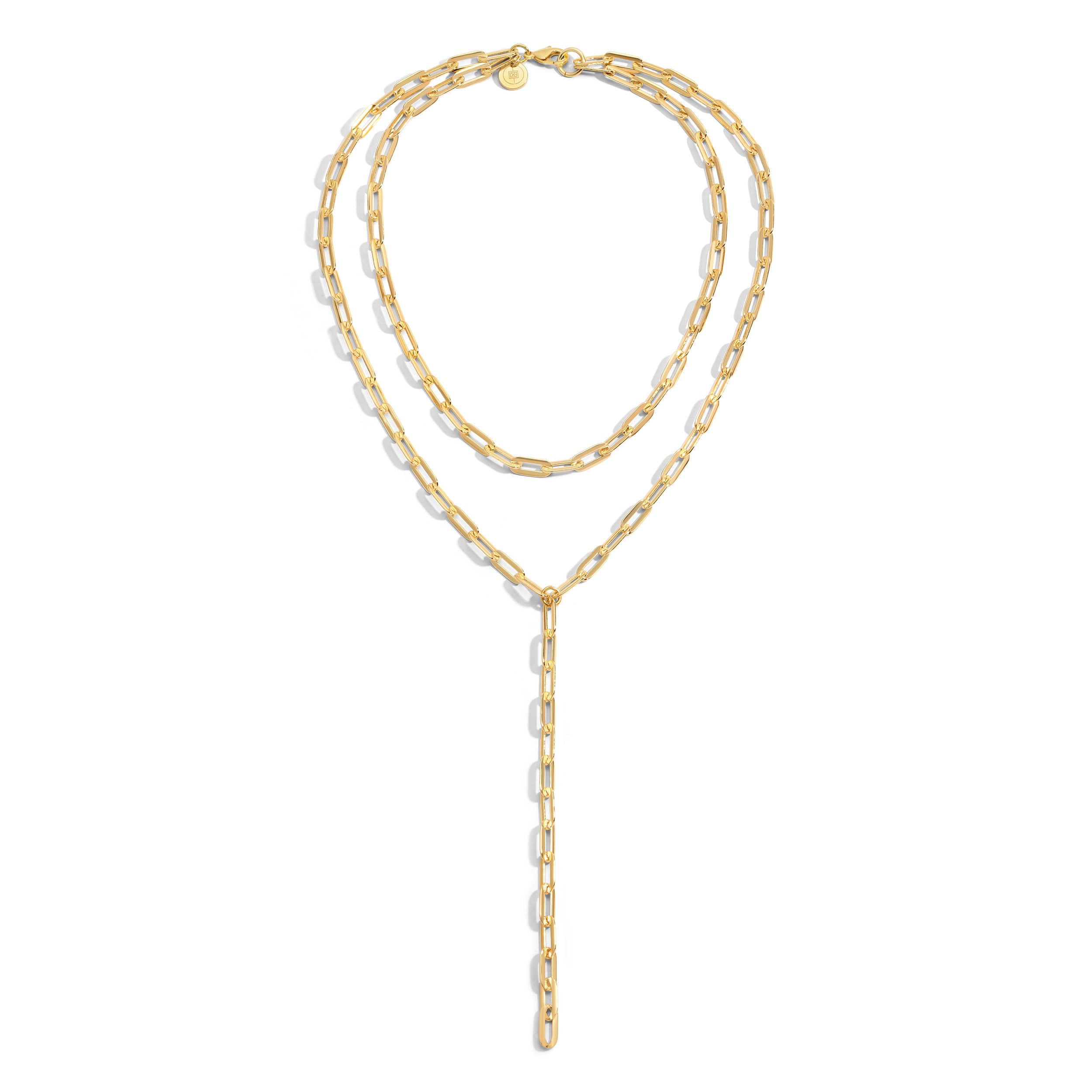 Paperclip Chain Layered Lariat - eklexic